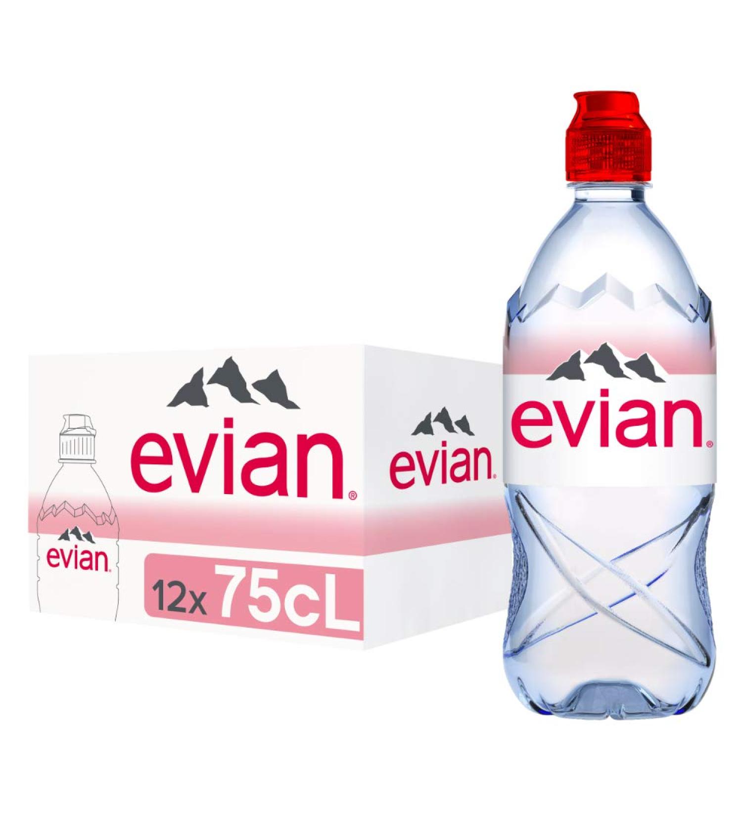 Evian Natural PET water 750 ml 12 pieces - Buy Online on GoSupps.com