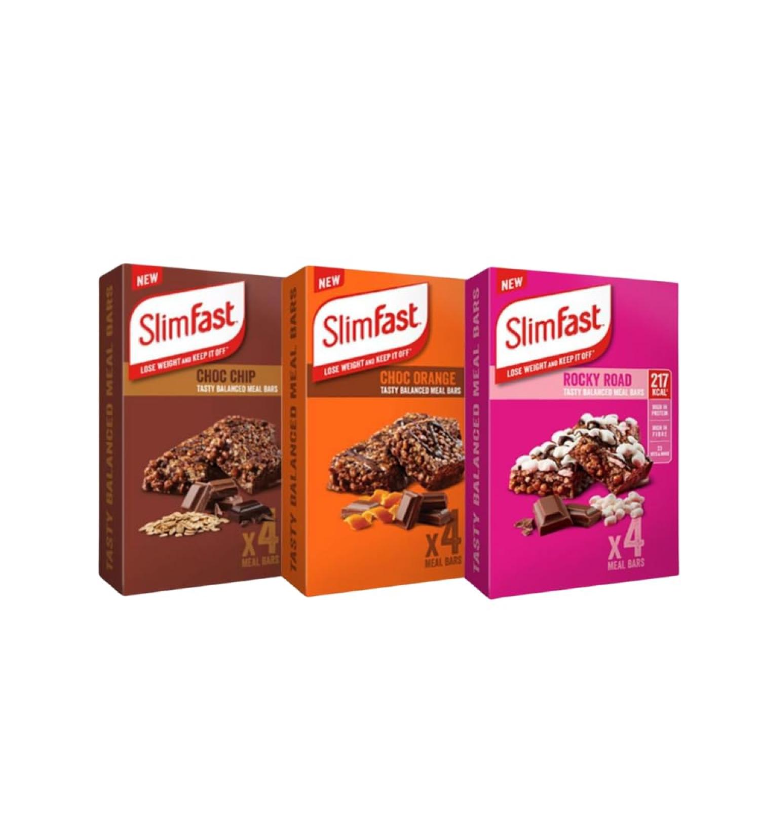 AETN Creations 3 Packs Slim Fast Choc Orange Rocky Road & Chocolate Chip Meal Replacement Bars Meal Planner Diet Bars - Buy Online on GoSupps.com