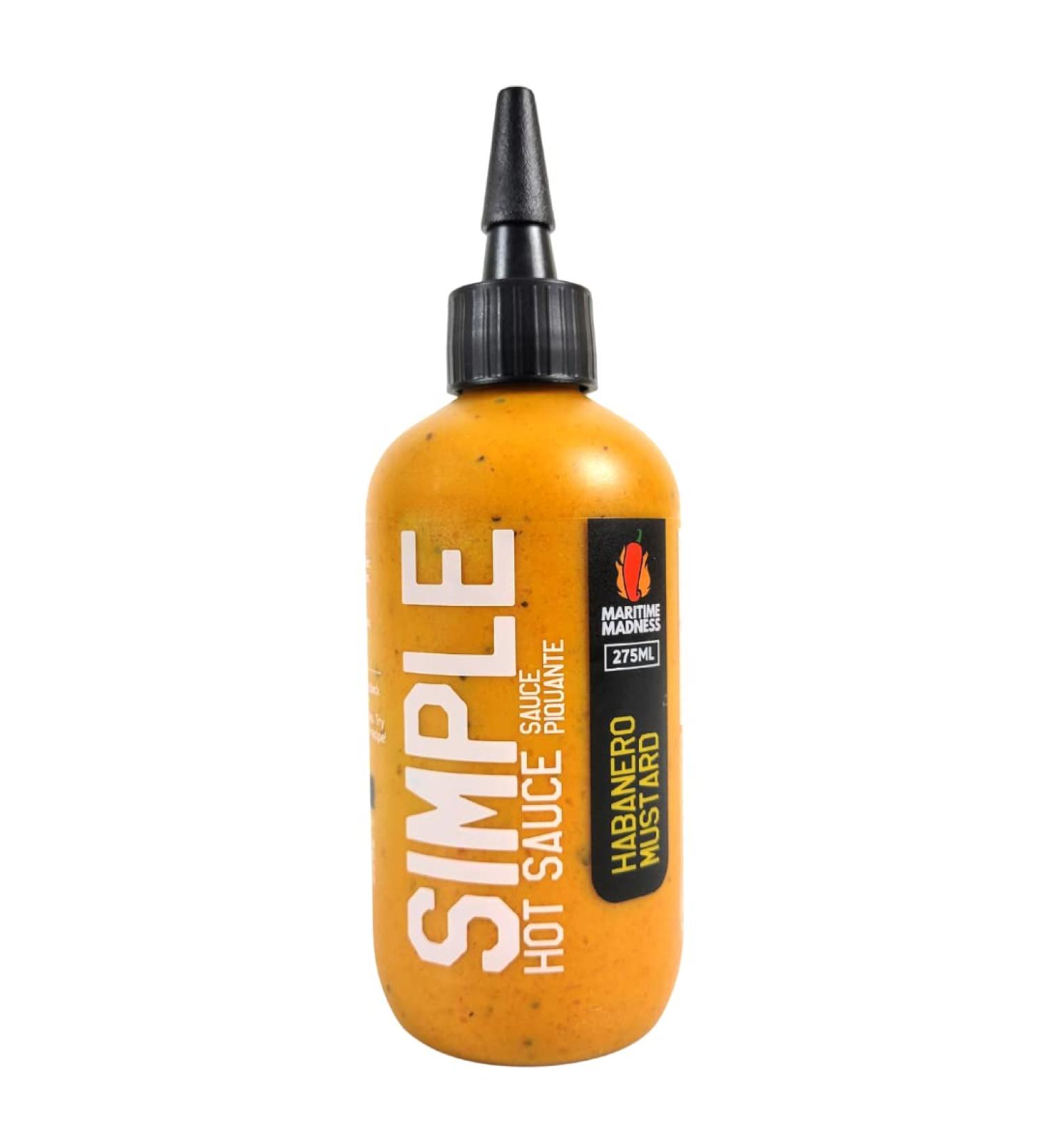 Simple Habanero Mustard Hot Sauce Maritime Madness 275ml Squeeze Bottle Vegan Gluten Free Dairy Free Low Sodium No Added Sugar Keto-friendly Made in Canada - Buy Online on GoSupps.com
