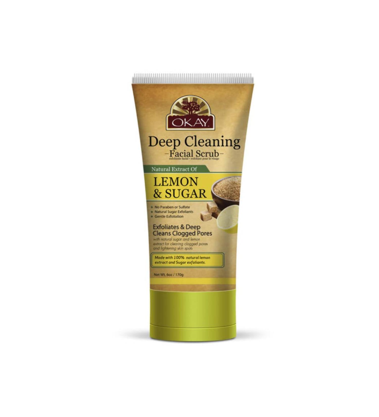 OKAY PURE NATURALS LEMON and SUGAR FACIAL SCRUB 6oz / 170gr