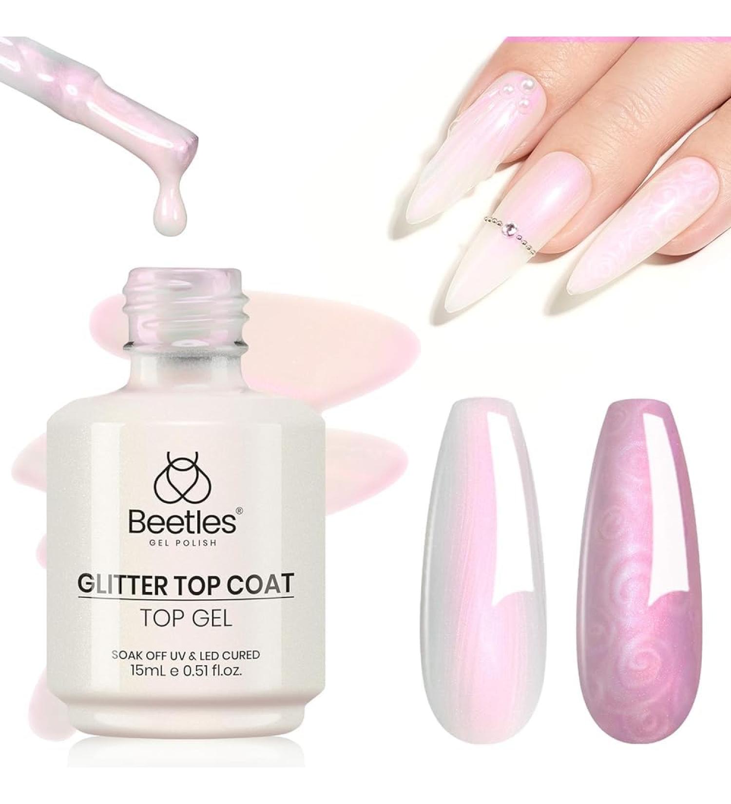 Beetles 2-in-1 Pearlescent Glitter Gel Polish - No Wipe Top Coat | Long Lasting UV & LED Gel Nails | 15ml - Buy Online on GoSupps.com
