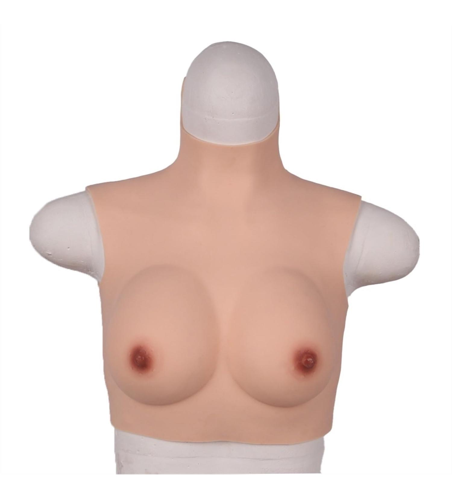 Knobco Silicone Breasts - High Collar Fake Chest for Mastectomy Cosplay & Weddings | Soft Cotton Filler Yellow Skin Size B - 1010g - Buy Online on GoSupps.com