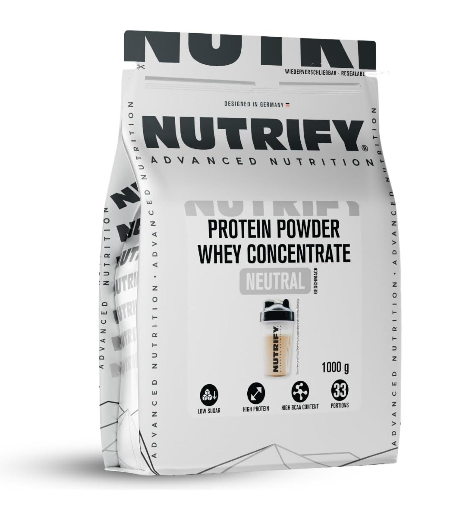 Nutrify Tasteless Whey Protein Powder - 23g Protein per Serving Ideal for Muscle Building & Diet 1kg (33 Servings) Sugar-Free Excellent Solubility - Buy Online on GoSupps.com