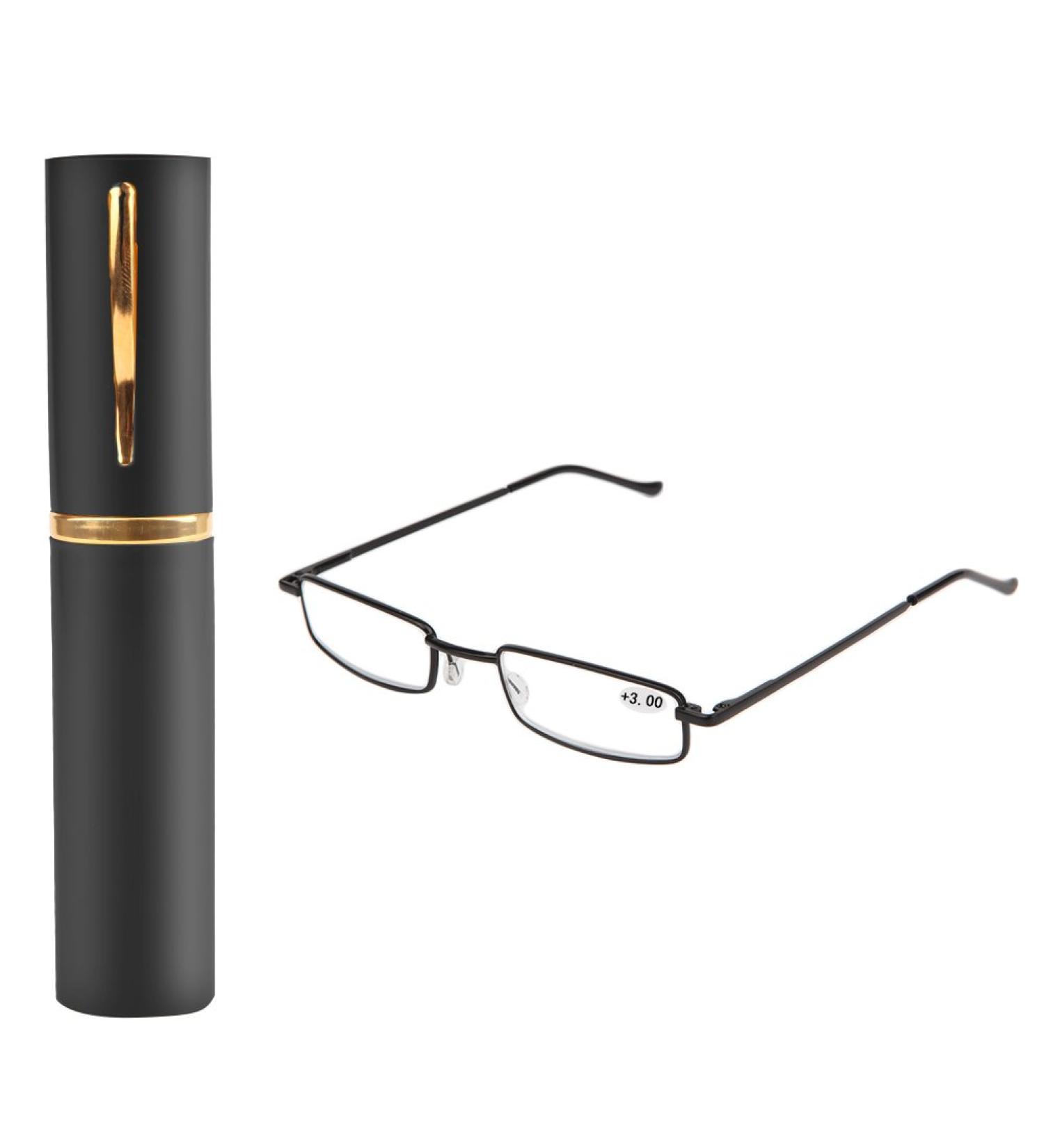Lergo Unisex Reading Glasses with Tube Case - Stylish Metal Frames +1.5 to +4.0 in Black - Buy Online on GoSupps.com
