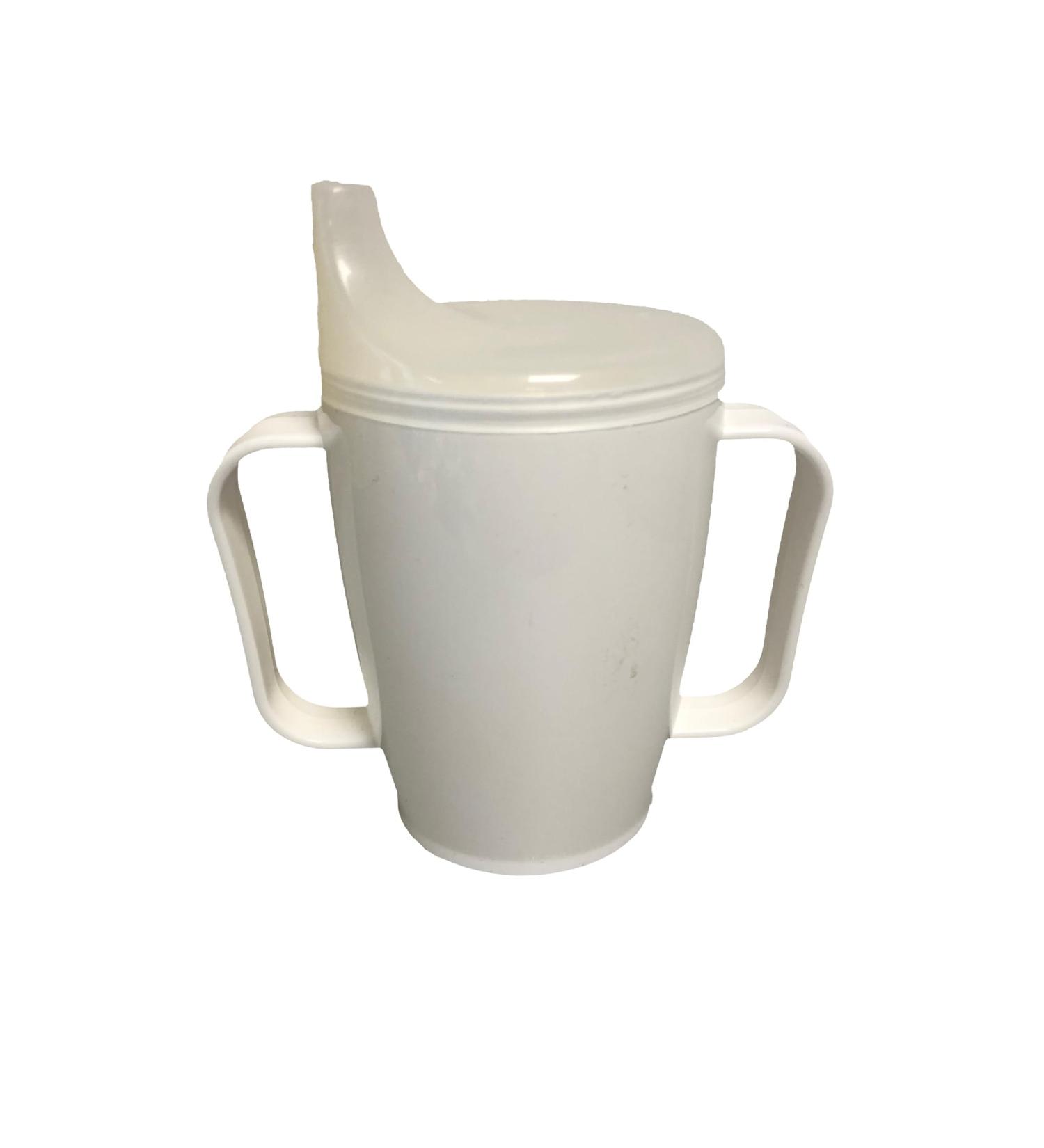 Buy Durable White Sippy Cup with Handle & 2 Lids - 250ml Plastic Drinking Cup for Kids - International Shipping Available - Buy Online on GoSupps.com