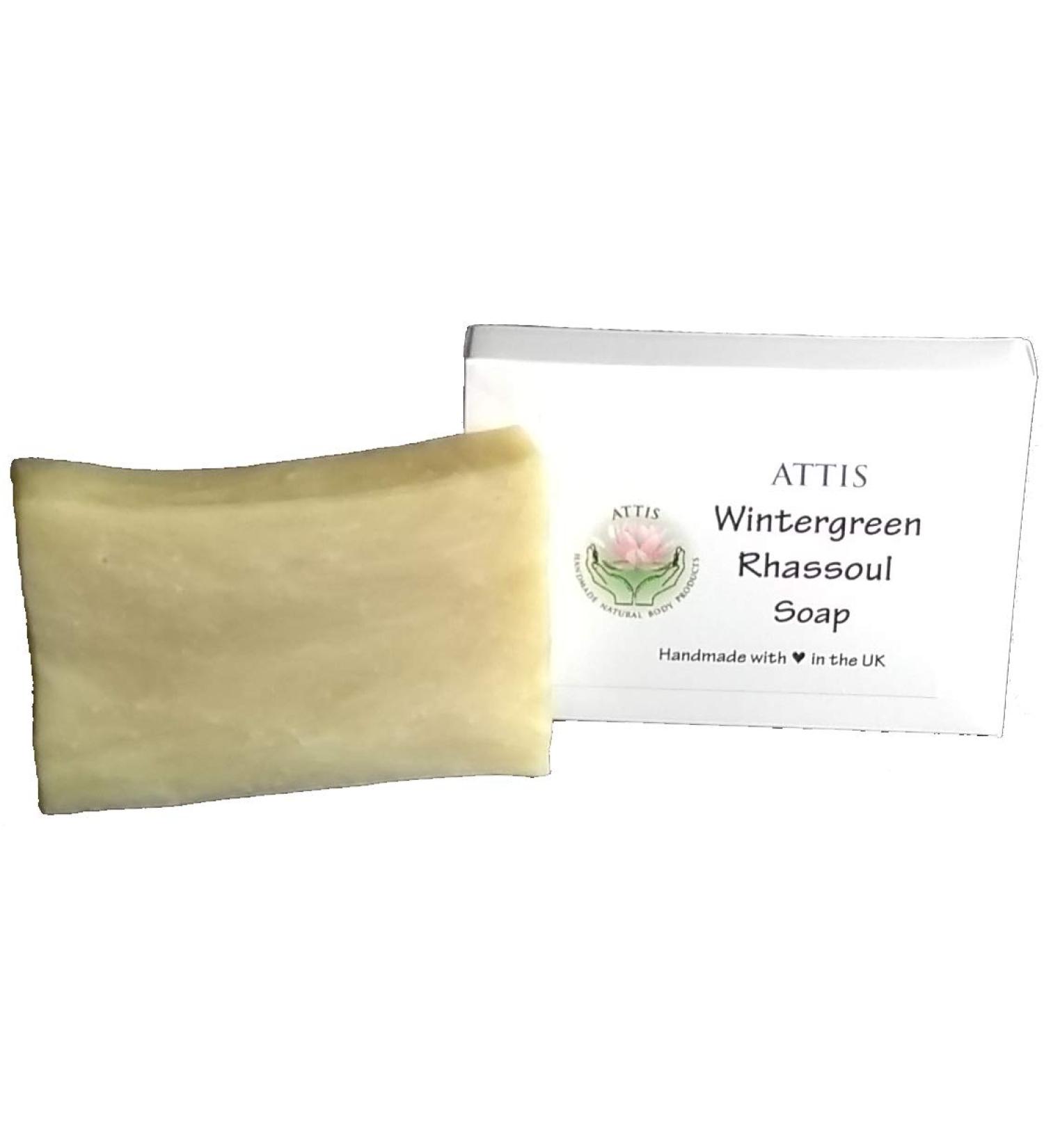 ATTIS ATTIS Wintergreen Handmade Natural Soap with Aloe Vera Gel Shea Butter and Rhassoul Clay - Vegan