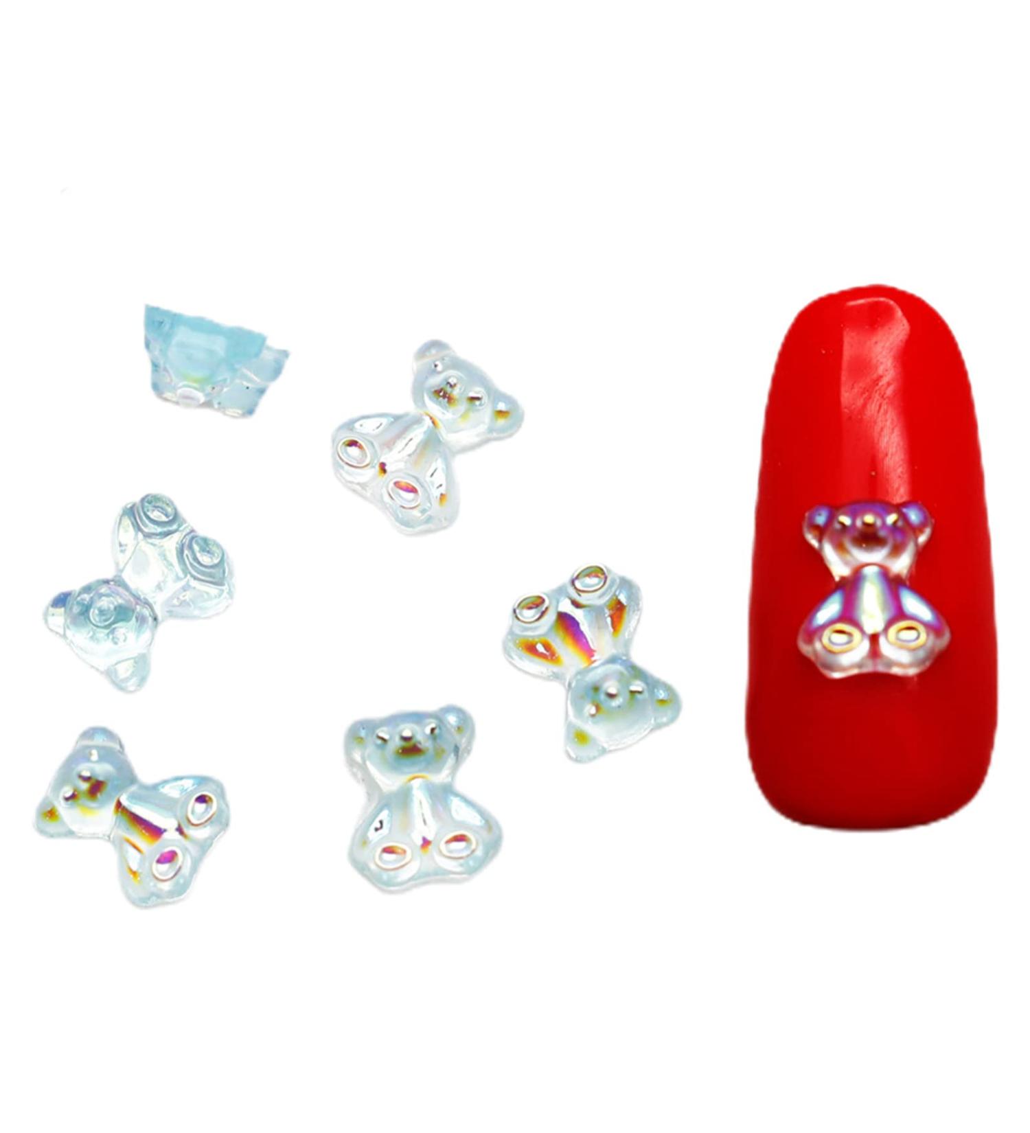 200pack Cute AB Bear Nail Art Decorations Gummy Bear Nail Crystal Bear Beads DIY Crafting Bear Crystal Charm Small lake - Buy Online on GoSupps.com