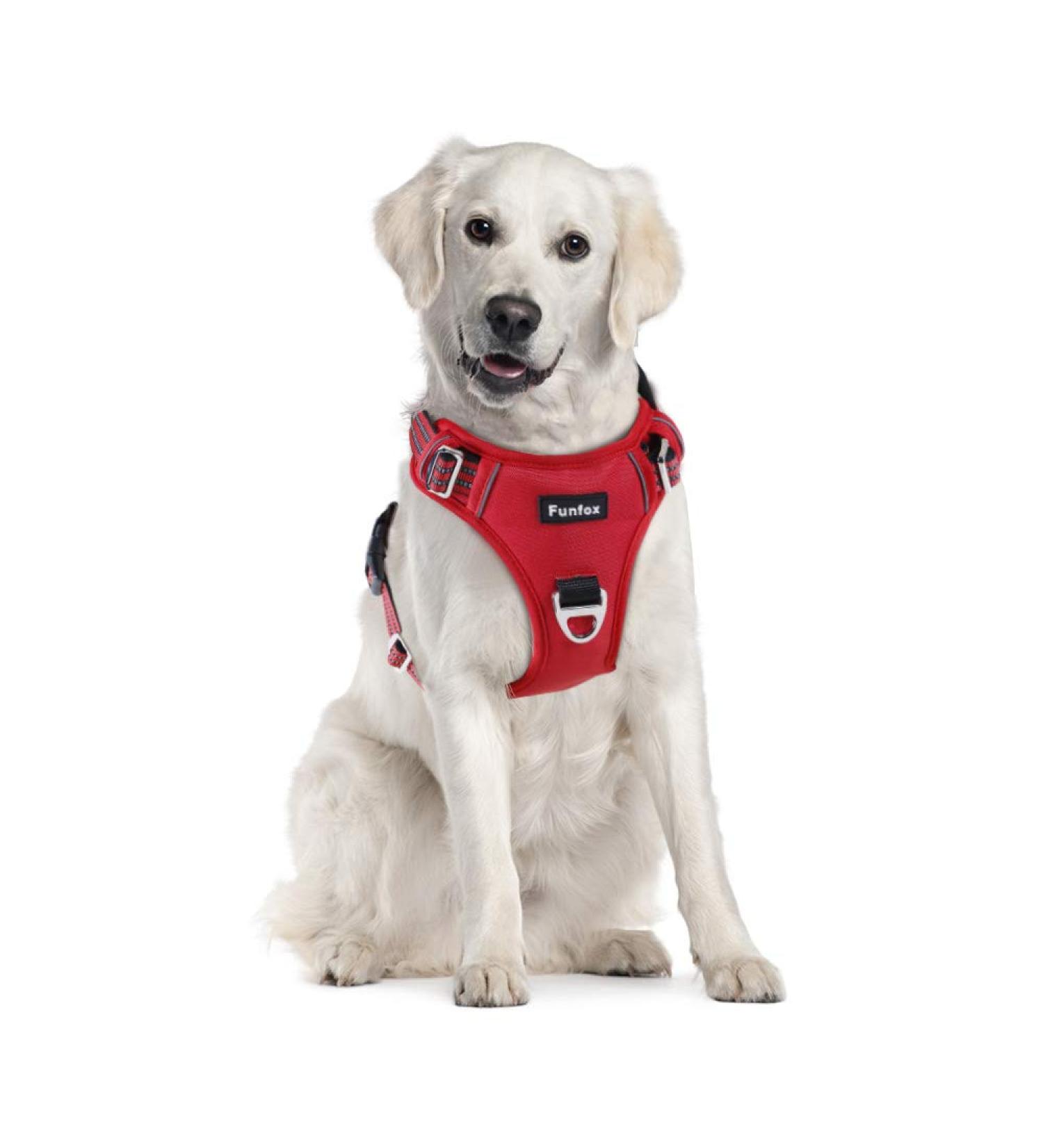 Funfox No Pull Dog Harness for Large Dogs - Adjustable Breathable Safety Harness in Red - XL Size - Buy Online on GoSupps.com