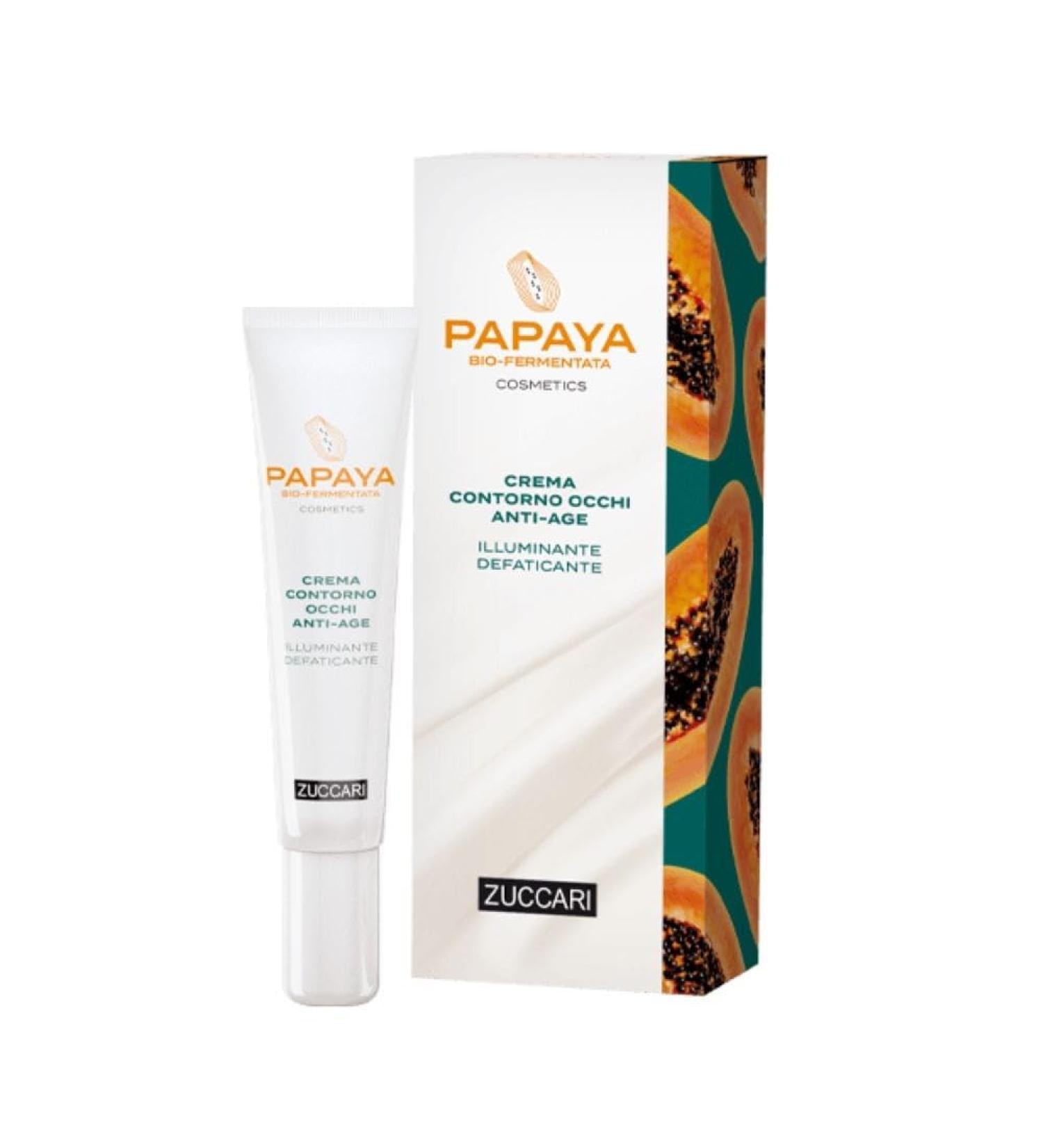 ZUCCARI Zuccari Anti-Aging Brightening and Fatigue-Reducing Eye Contour Cream 18ml tube with Organic Fermented Papaya Peptides Vitamin PP and Caffeine Anti-Aging Treatment for Dark Circles and Puffiness