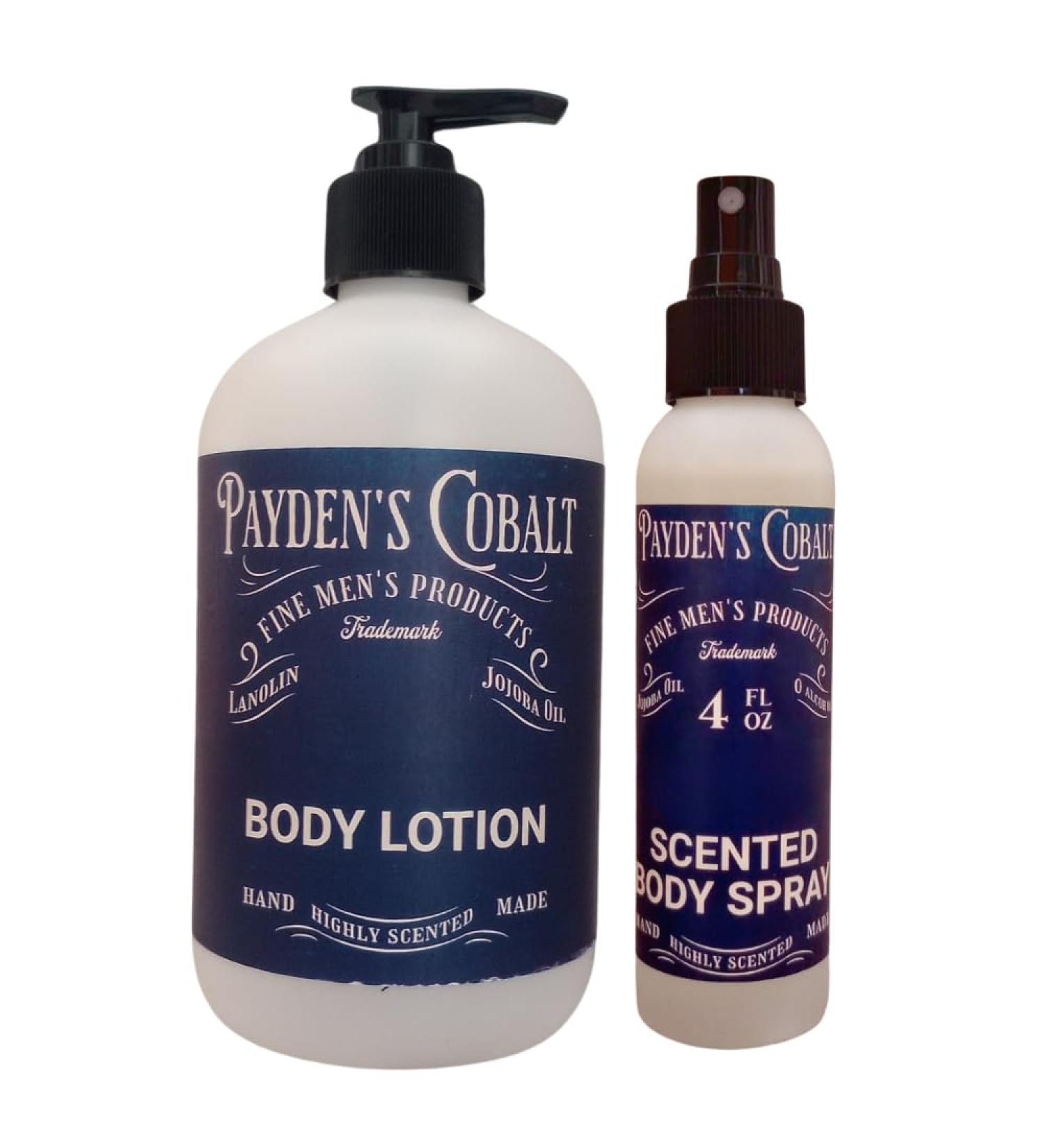 Payden's Cobalt Cashmere & Oakmoss For Men Scented Body Lotion and Body Spray Set 12 Oz Lotion - 4 Oz Body Spray - Buy Online on GoSupps.com