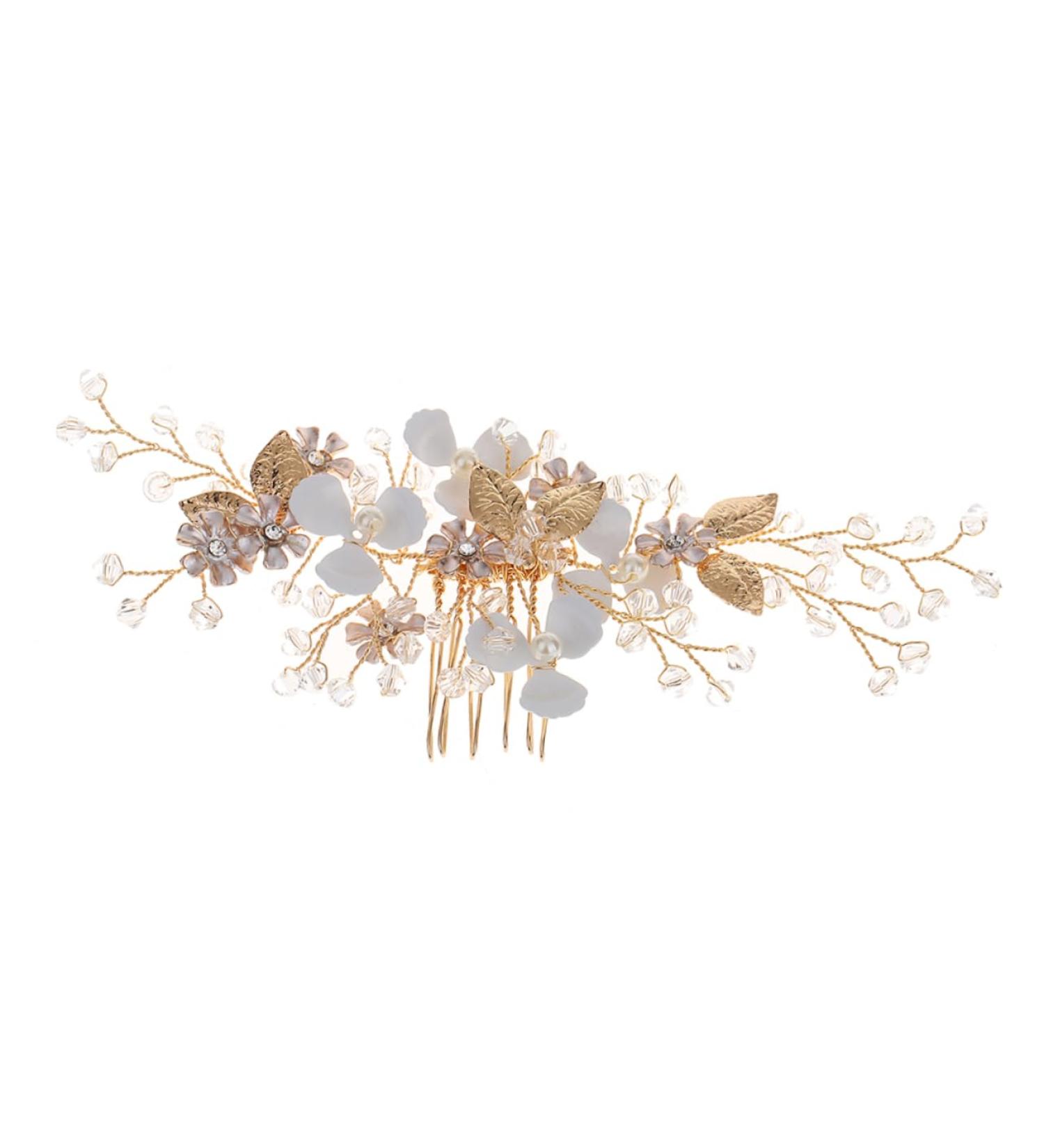 Angoily Rhinestone Hair Comb Wedding Hair Comb Vintage Hair Comb Floral Hair Comb Gold Hair Comb Wedding Pearl Hair Comb Gold Leaf Hair Comb Mori Department Accessories Bride - Buy Online on GoSupps.com