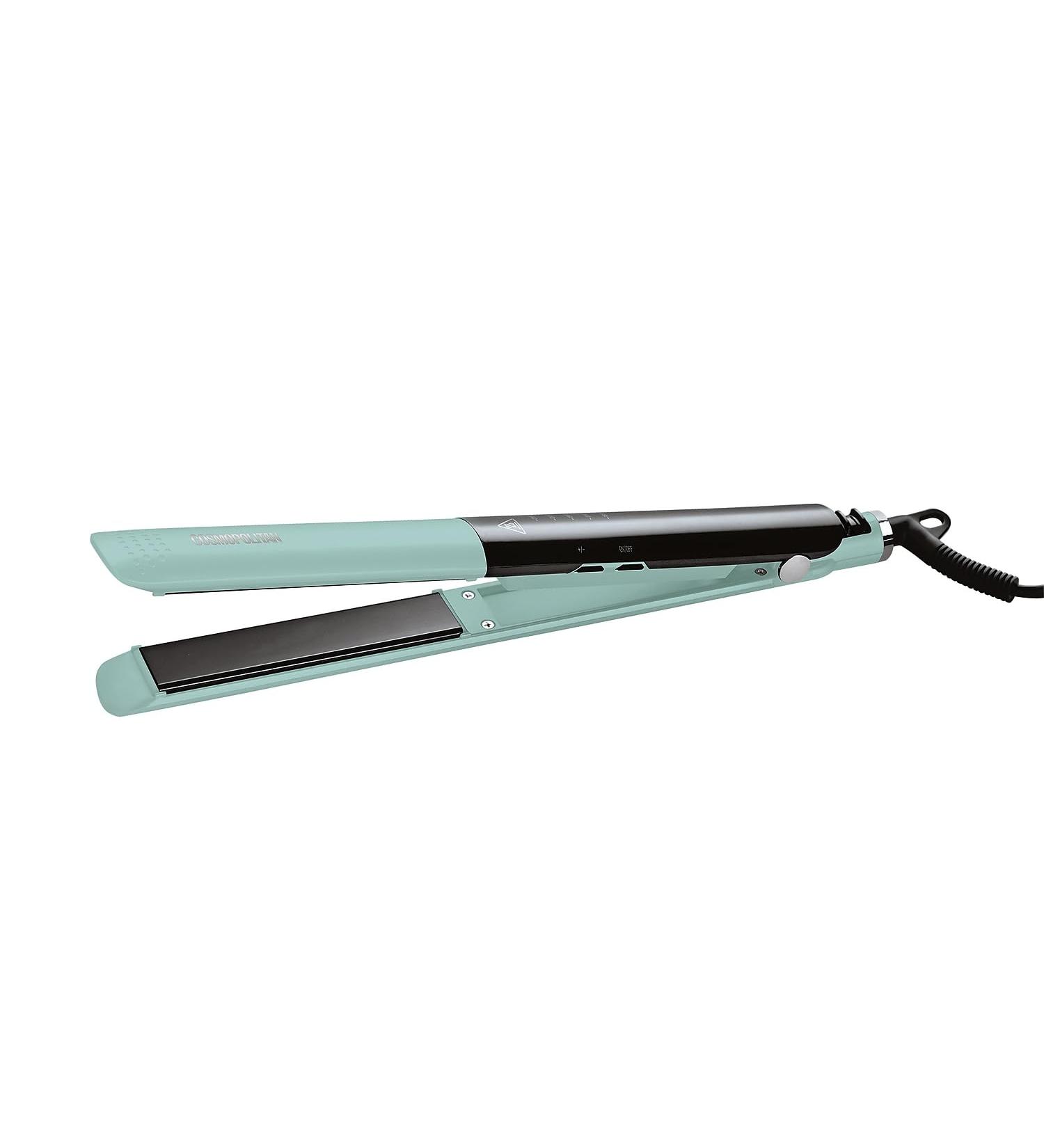 Cosmopolitan Flat Iron Hair Straightener - Portable Dual Voltage Ceramic Plates Fast Heat Up 5-Temp Control Perfect for All Hair Types - Blue & Silver - Buy Online on GoSupps.com