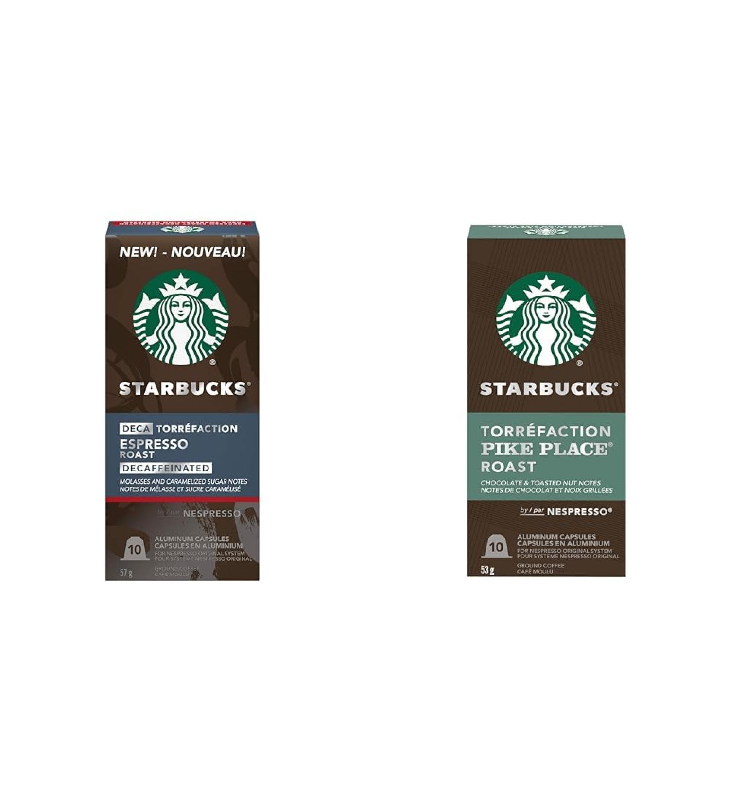 Starbucks by Nespresso Decaf Espresso Roast Nespresso Coffee Capsules Original Line Compatible 5 X 10 Nespresso Coffee Pods 50 Count & By Nespresso Pike Place 10 Nespresso Coffee Pods Decaf Espresso + Pike Place Roast 10 count (Pack of 5) - Buy Online on GoSupps.com