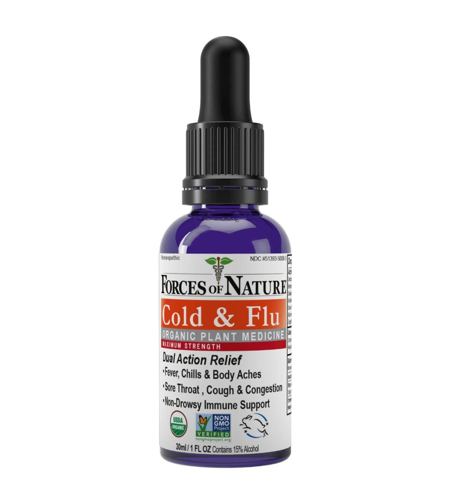 Forces of Nature Cold & Cough Relief Organic Homeopathic Medicine for Cough Congestion Body Aches Headache Chills & Fatigue Maximum Strength Non-Drowsy Formula 1 Fl Oz 1 Fl Oz (Pack of 1) - Buy Online on GoSupps.com