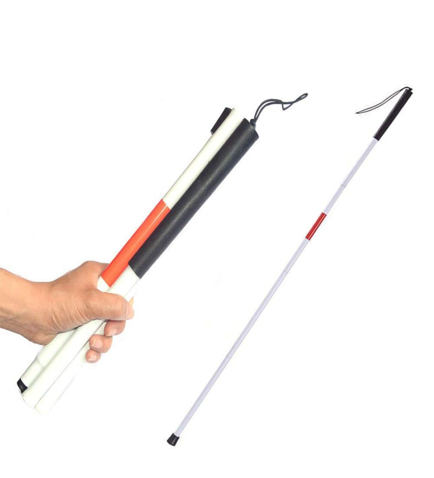 Aluminum Folding Walking Cane Stick Reflective Red for The Blind or Visually Impaired Blind Cane Folds in 4 Sections