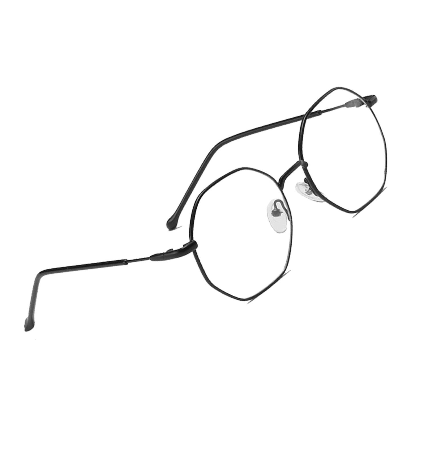 VOOLGA Classic Retro Blue Light Filter Glasses - Polygon Style Fashion Glasses for Men & Women - Anti-Glare Computer Protection with Black Metal Legs - Buy Online on GoSupps.com