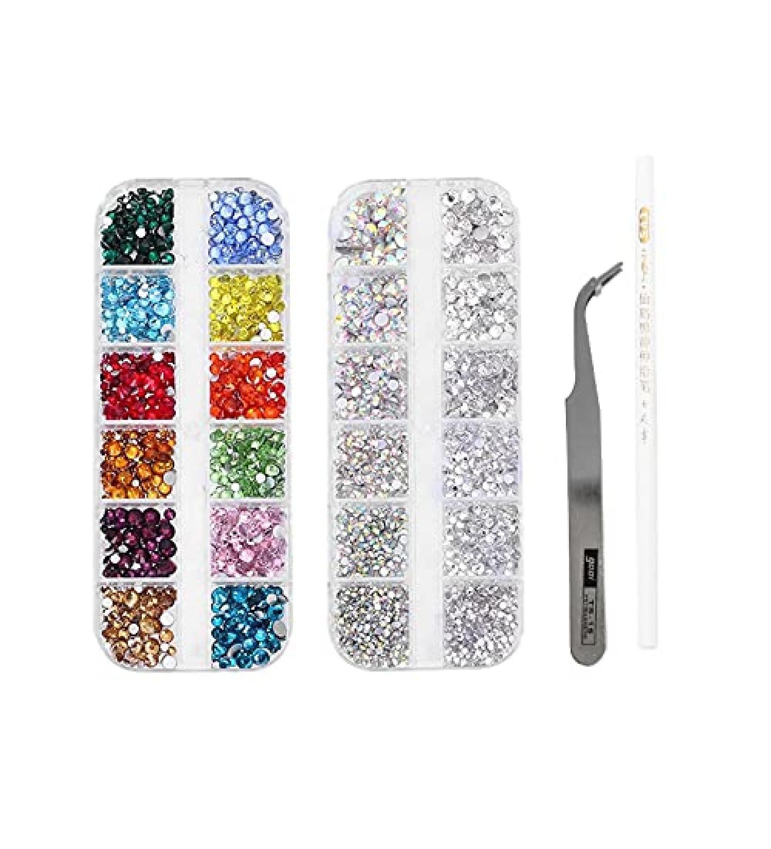 Tdkfdswdoa Nail Art Rhinestone Decoration Set Irregular Crystal Diamond with Curved Silver Tweezer and White Nail Art Pen - Buy Online on GoSupps.com