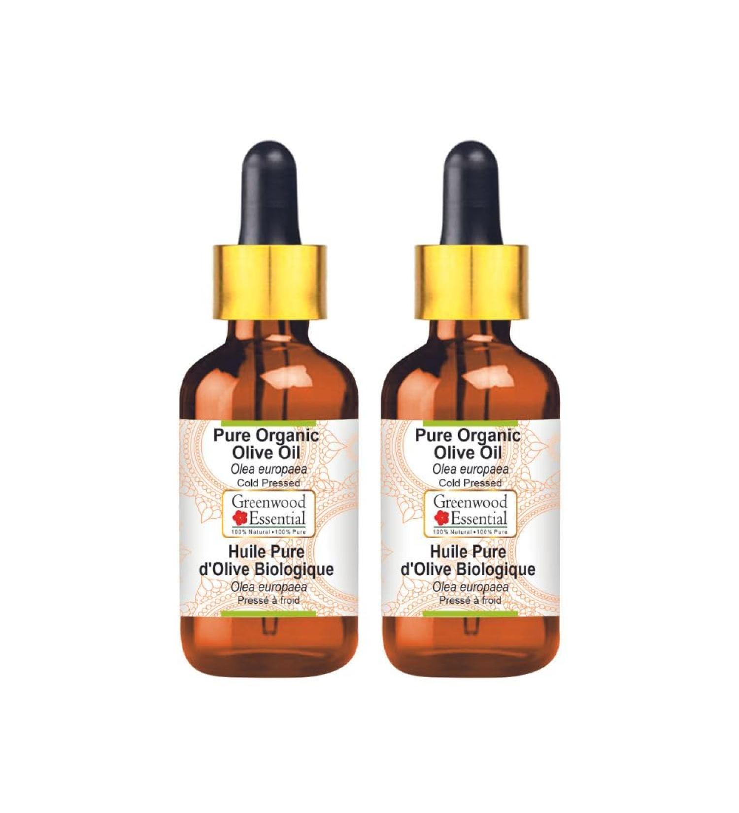 Natural Olive Oil - Greenwood Essential Cold-Pressed - Pure Therapeutic Quality - 100ml x 2 with Glass Dripper - International Shipping - Buy Online on GoSupps.com