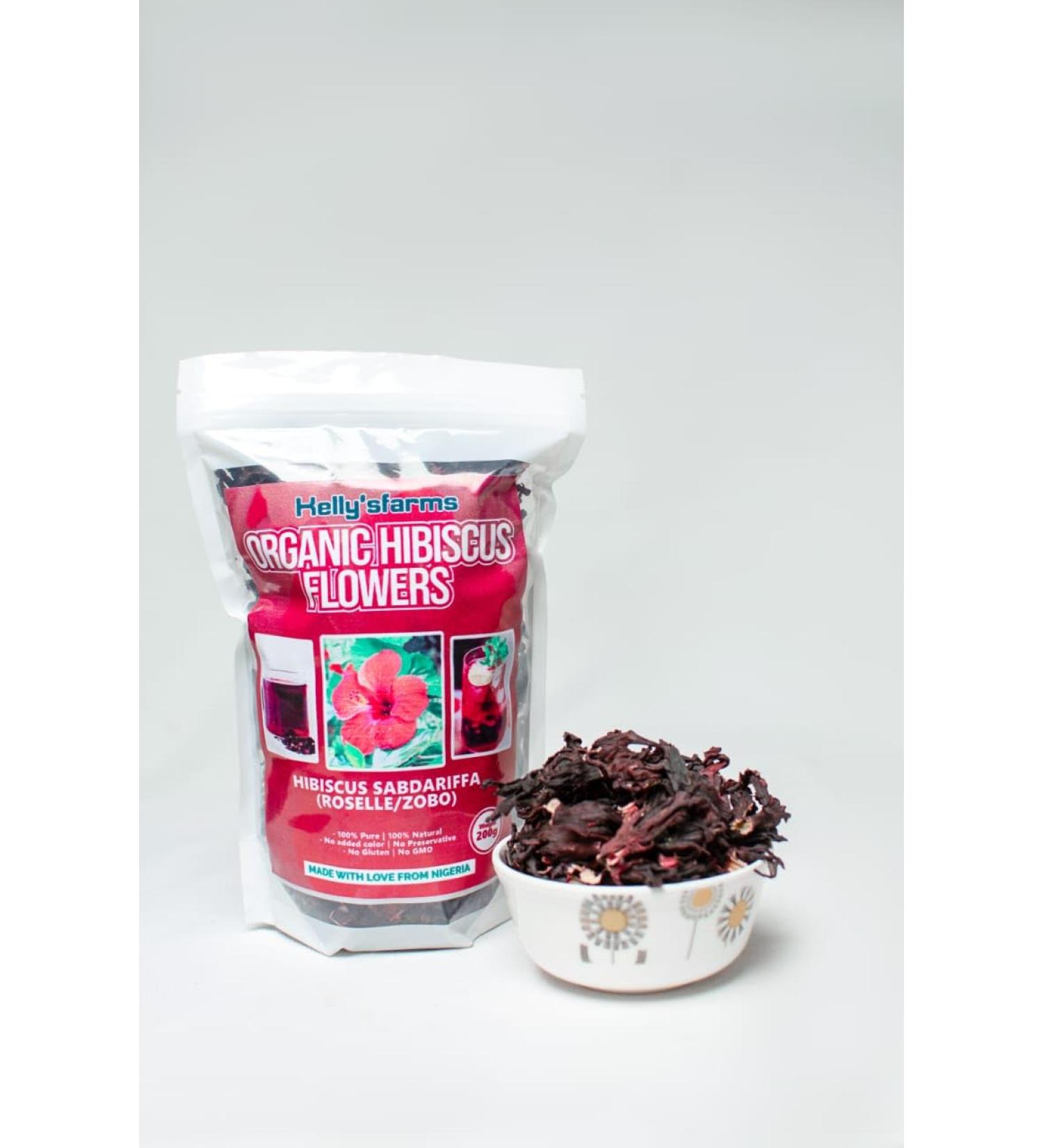Hibiscus Flowers Dried - 200g/7 oz | 100% Pure Organic | Gluten-Free & Caffeine-Free | Loose Leaf Tea Refreshing Mocktails Baking & Food Decoration | Brews 100+ Cups | Floral & Tangy Herbal Tea - Buy Online on GoSupps.com