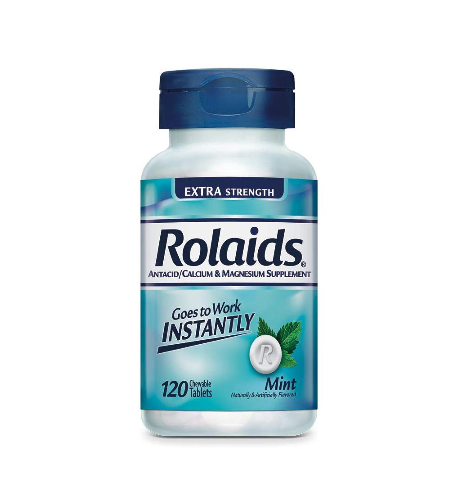 Rolaids Extra Strength Antacid Chewable Tablets - 120 Mint Flavor Tablets for Heartburn Relief - Buy Online on GoSupps.com
