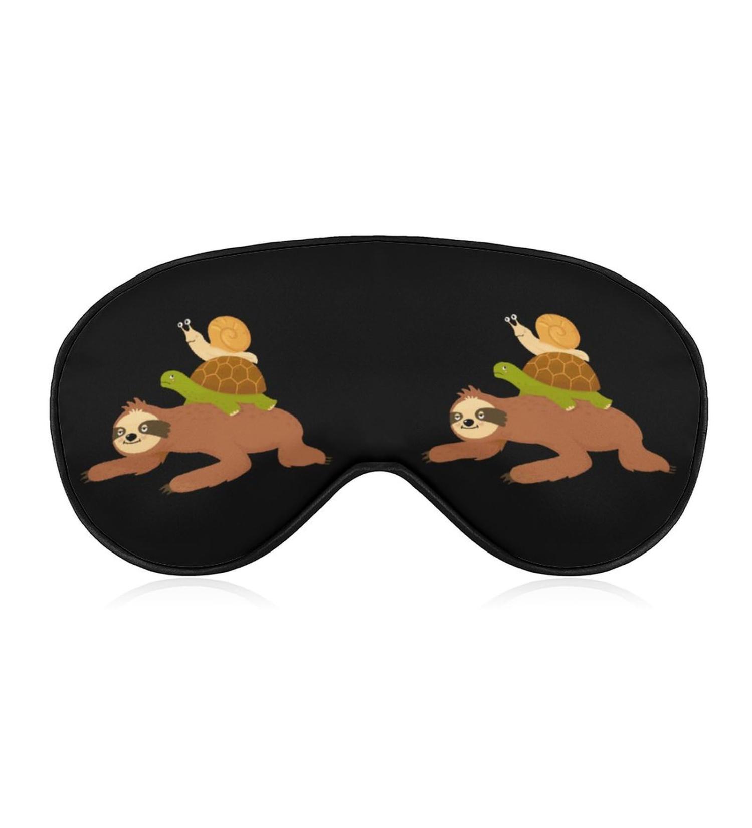 Slow Turtle and Snail Riding Sloth Sleep Mask - Adjustable Eye Cover for Sleeping and Travel - Buy Online on GoSupps.com