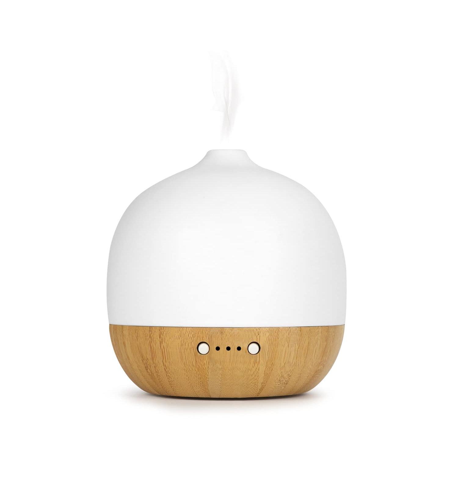Buy Essential Oil Diffuser - Aromatherapy Ceramic 180ml for Large Rooms | Bamboo Base Night Light Auto Shut-Off | International Shipping - Buy Online on GoSupps.com
