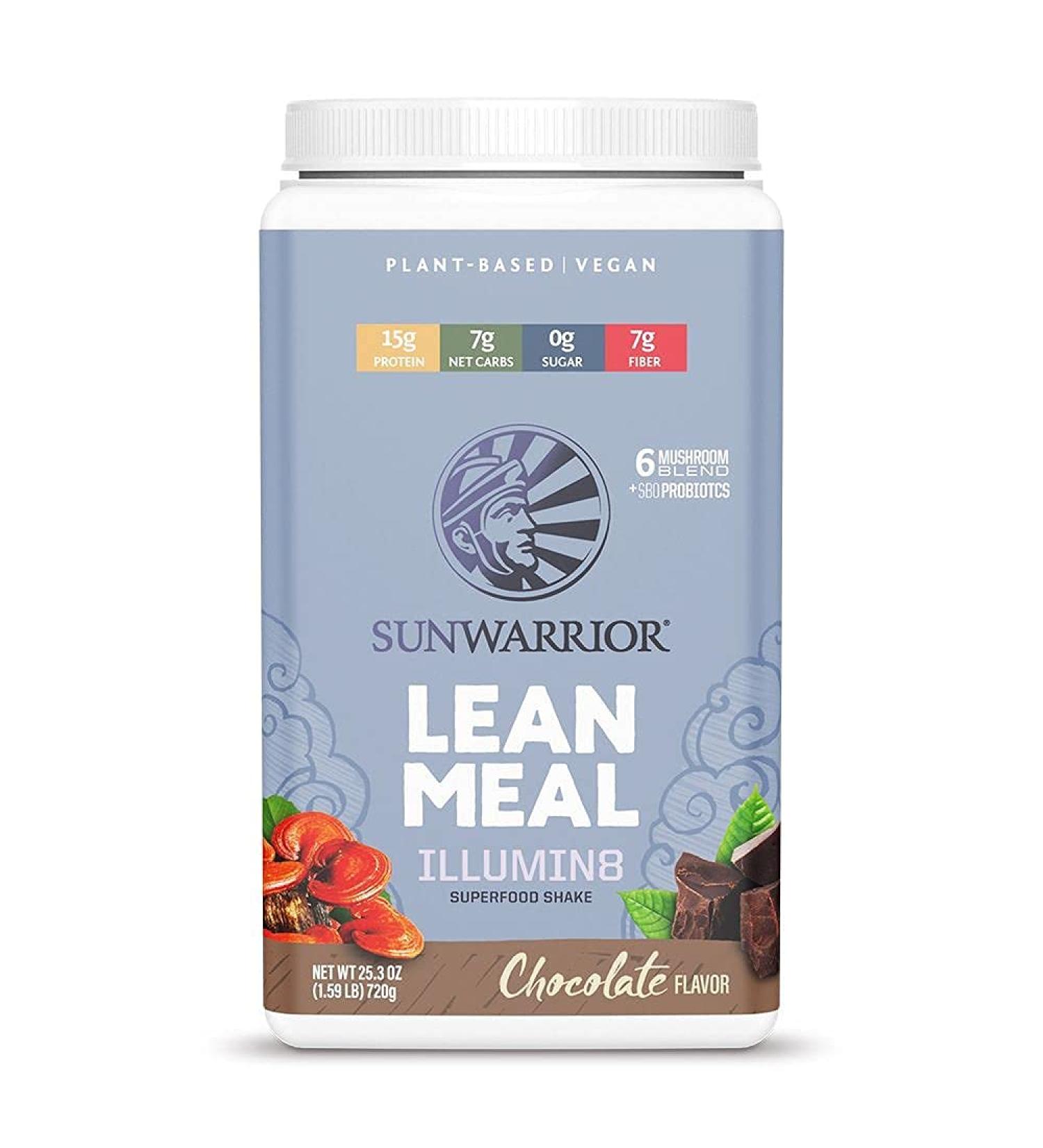 Buy Sunwarrior Illumin8 Lean Meal Chocolate 1.59 lb - Plant-Based Protein & Nutrients - Buy Online on GoSupps.com