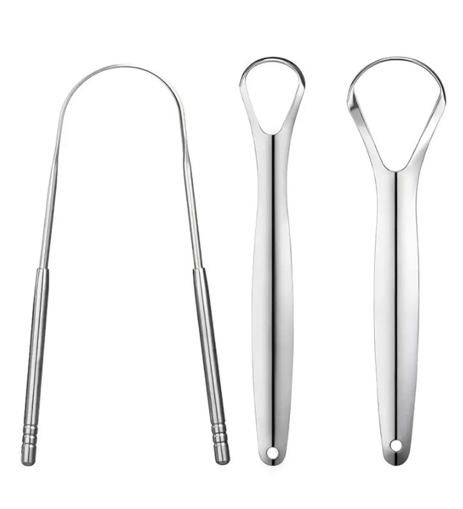Buy GNHG 3-Pack Stainless Steel Tongue Cleaners | Effective Tongue Scrapers for Fresh Breath | Easy to Clean U-Shaped Design - Buy Online on GoSupps.com
