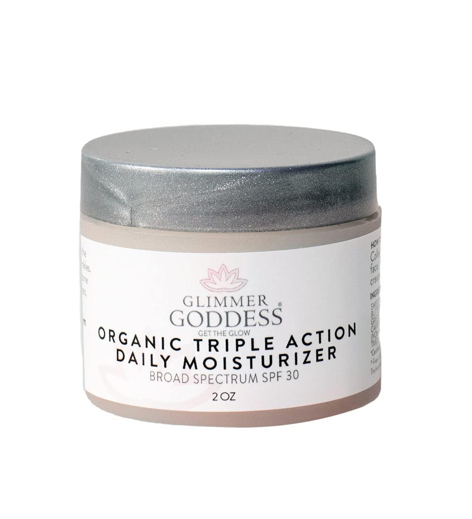 GLIMMER GODDESS Organic Daily Face Cream With Green Tea Lemon Scent Moisturizer Hydrating Softening Sun protection With Shea Butter 2oz