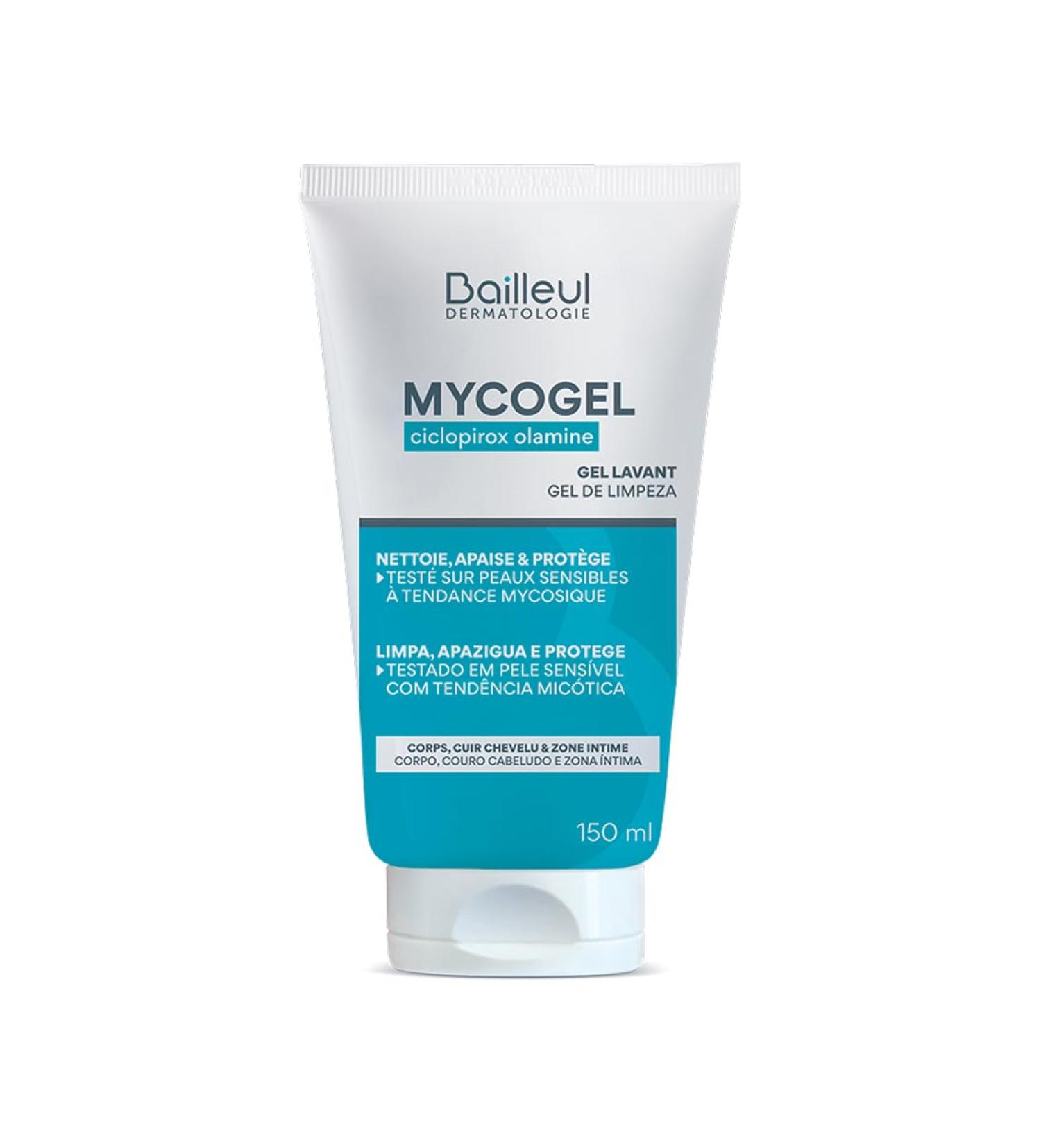 BAILLEUL Bailleul | Mycogel | Cleansing gel against skin fungus | Cleanses soothes and protects | Sensitive skin and genital mucous membranes with fungal tendency | Vegan | 150 ml