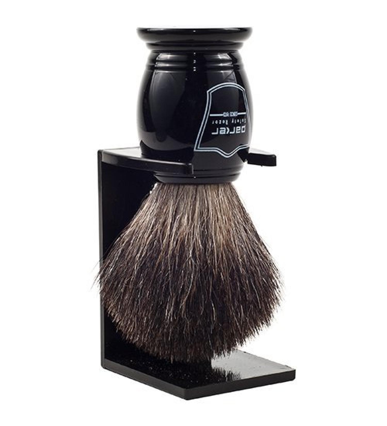 Parker 100% Black Badger Hair Shaving Brush with Ebony Handle & Brush Stand - Premium Quality for The Perfect Shave - Buy Online on GoSupps.com