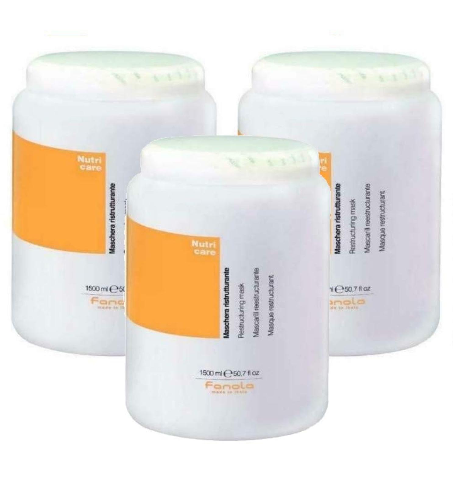 Pack of 3 Fanola Nutri Care restructuring masks - 1500 ml