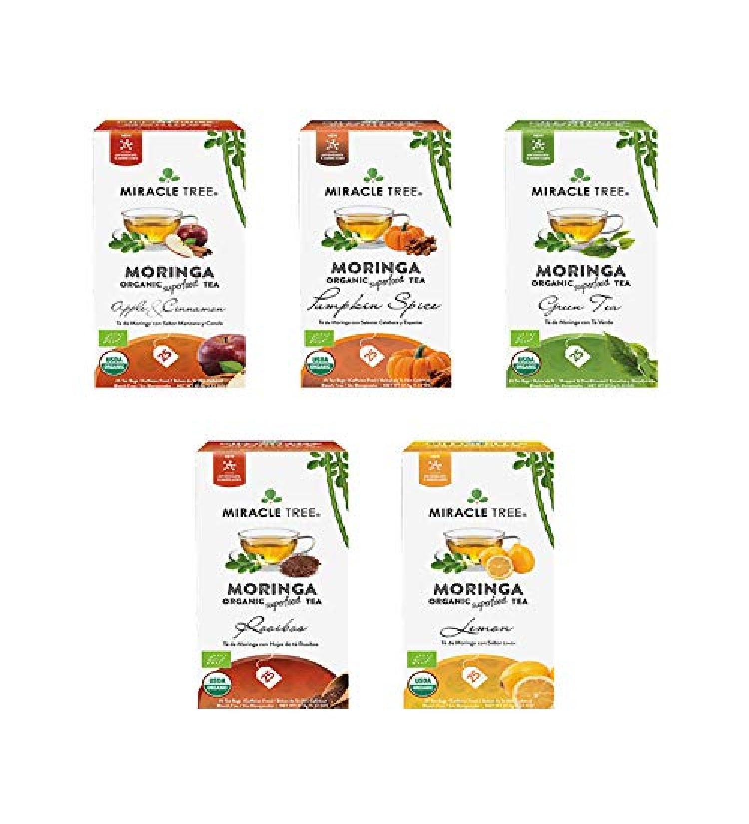 Miracle Tree Organic Moringa Superfood Tea - Apple & Cinnamon, Caffeine-Free, 25 Bags - Buy Online on GoSupps.com
