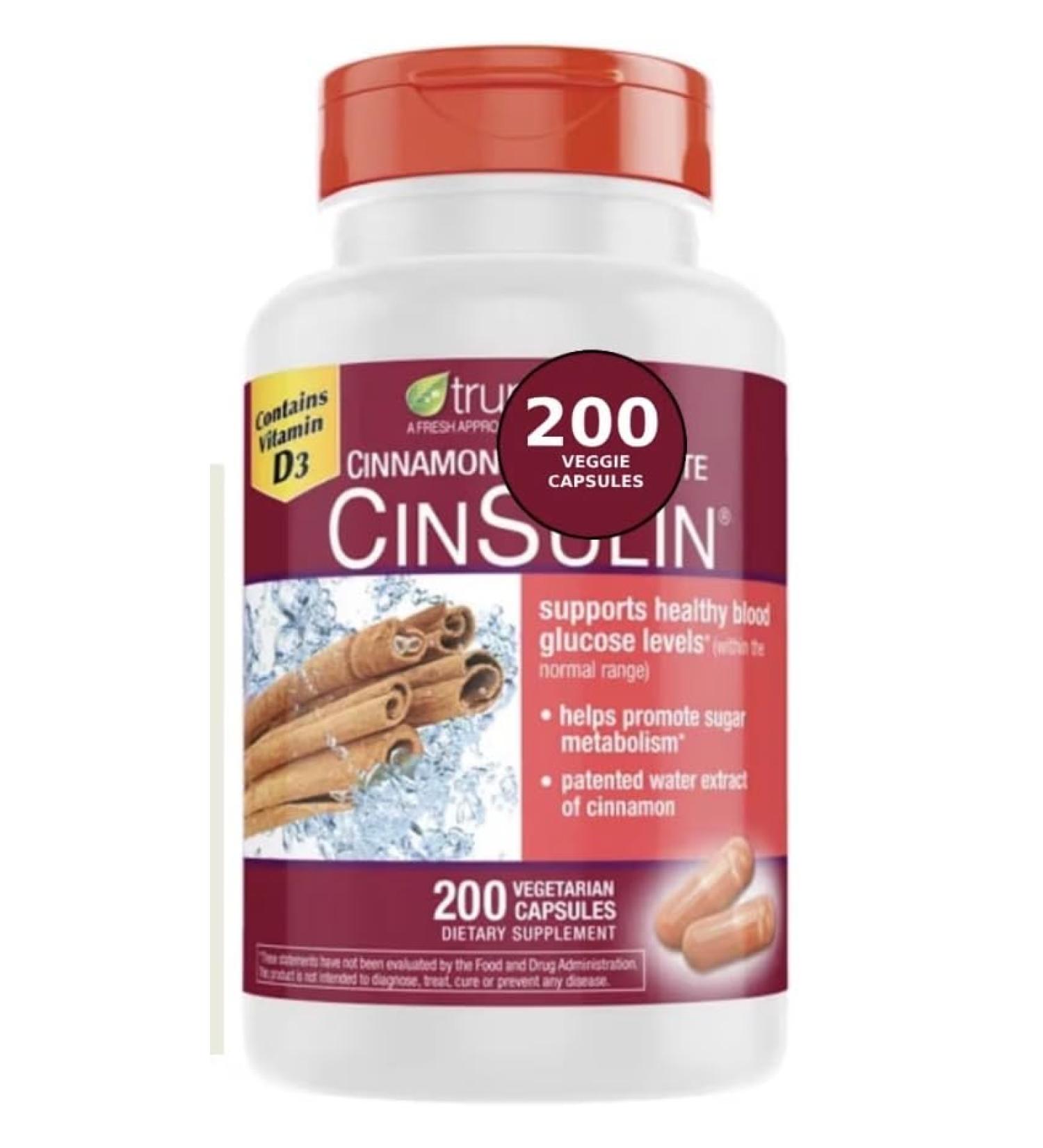 Advanced Strength Cinssulin Cinnamon Chromium Picolinate Vitamin D3 Cinnamon 500 Mg Chromium Picolinate 400 Mcg Vitamin D3 500 Iu 200 Capsules