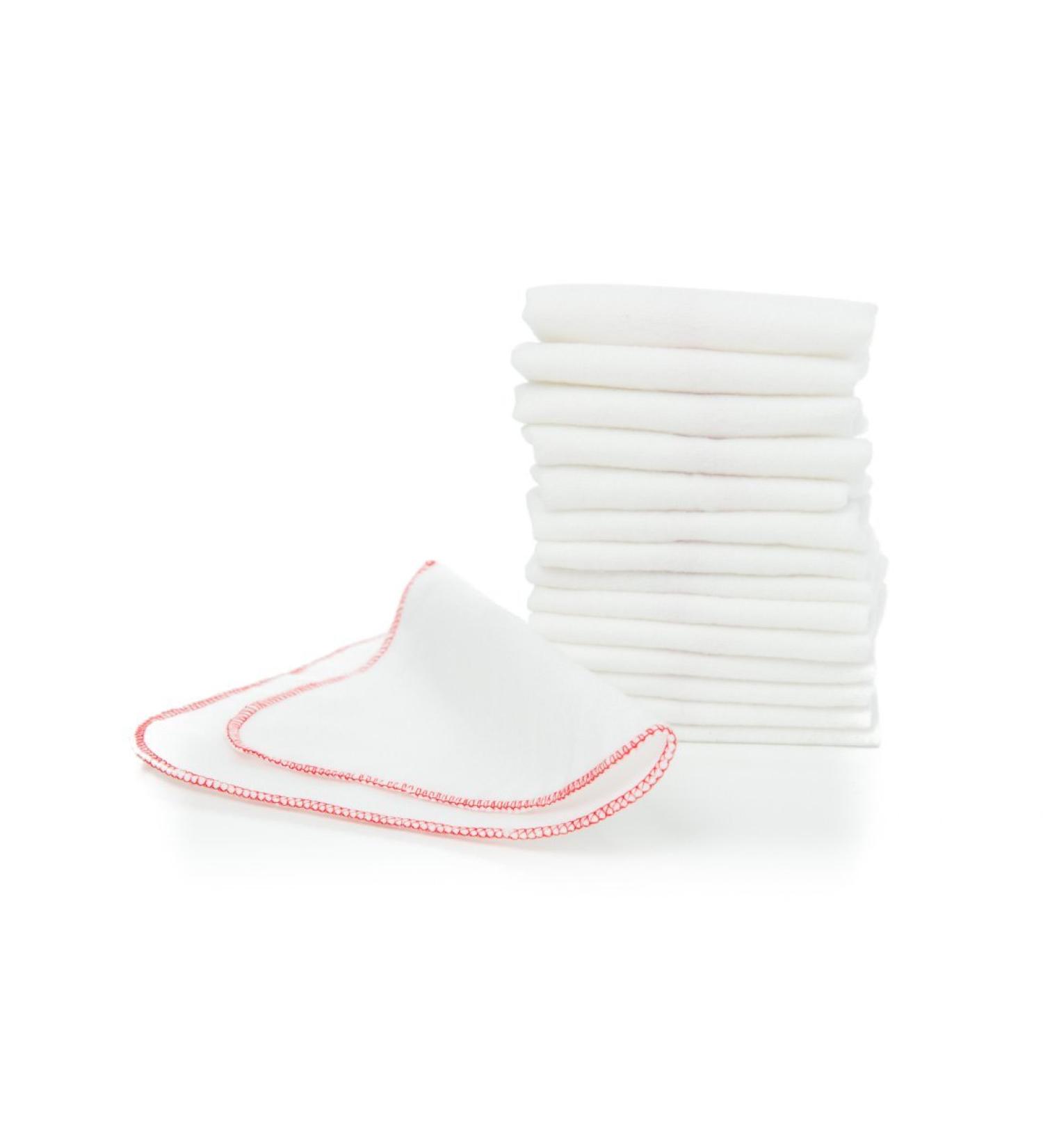 Buttons Flannel Baby Reusable Washable Natural Unbleached Wipes - 15 Pack