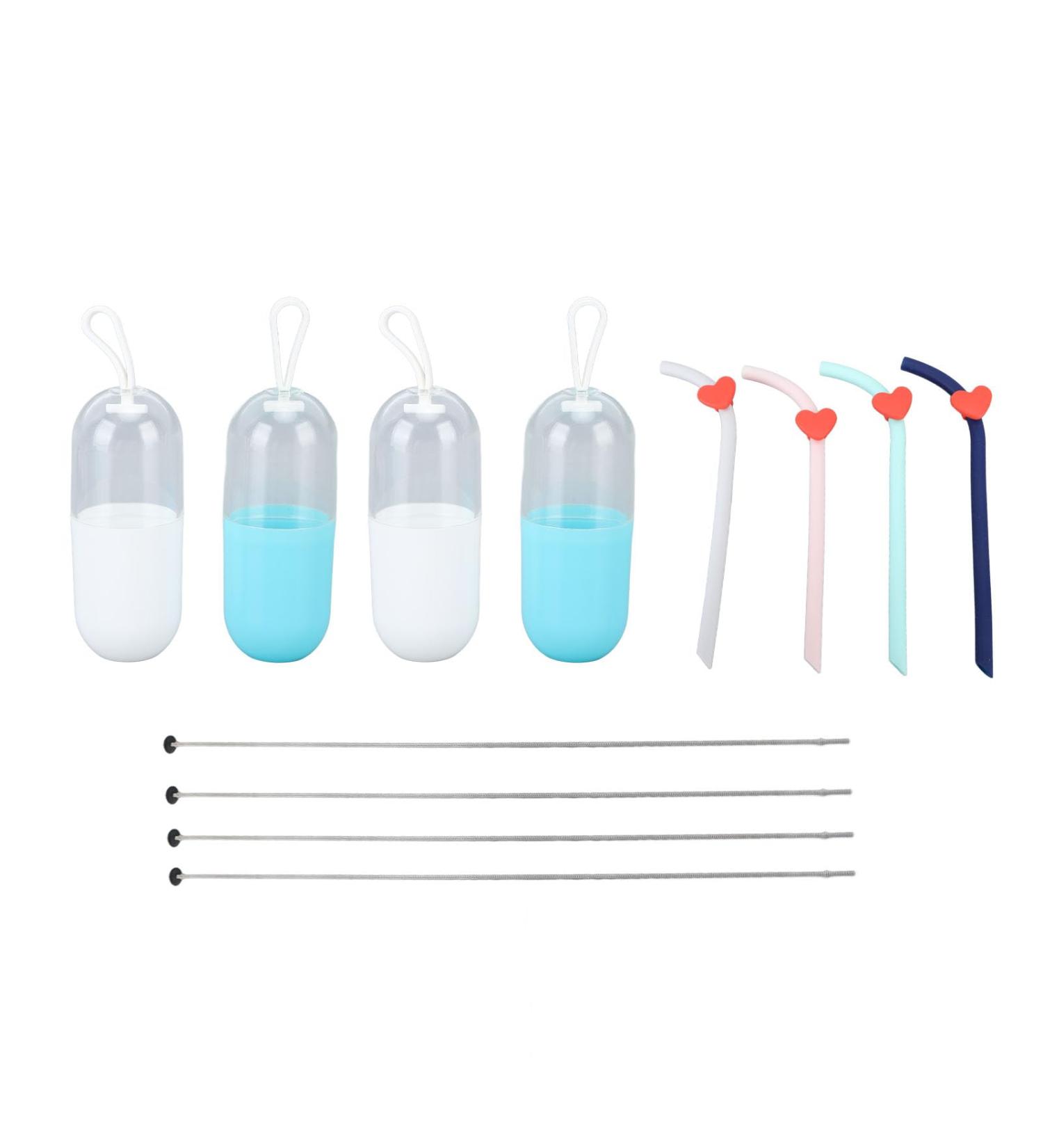 Foldable Silicone Straws Easy Cleaning Portable Foldable Silicone Straws Odorless Blue Pink Green Gray Safe for Camping Picnics - Buy Online on GoSupps.com
