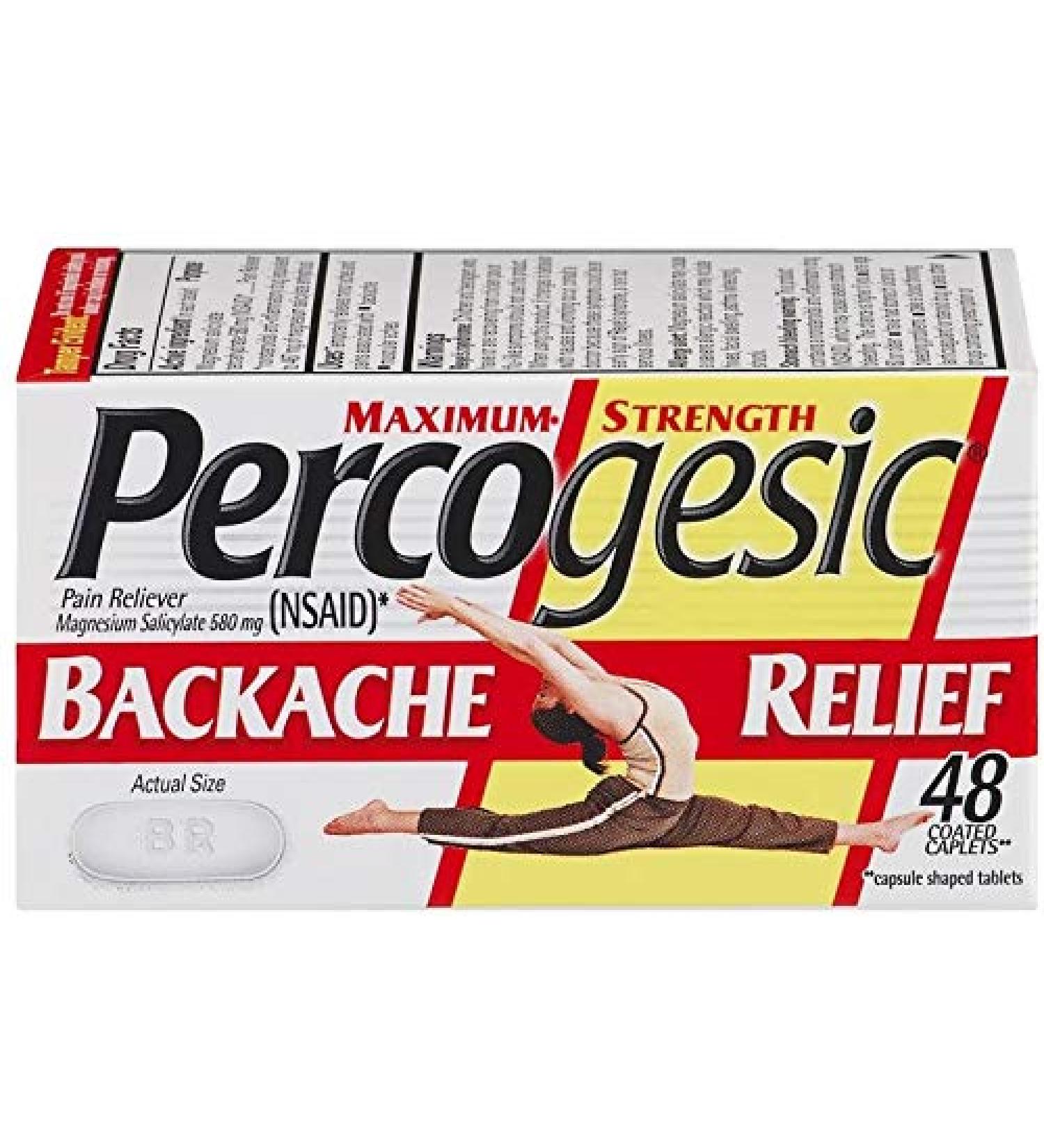 Percogesic Enhanced Pain Relief 580mg Caplets 48ct x3 - Fast Acting NSAID for Maximum Strength Relief - Aspirin Free - Buy Online on GoSupps.com