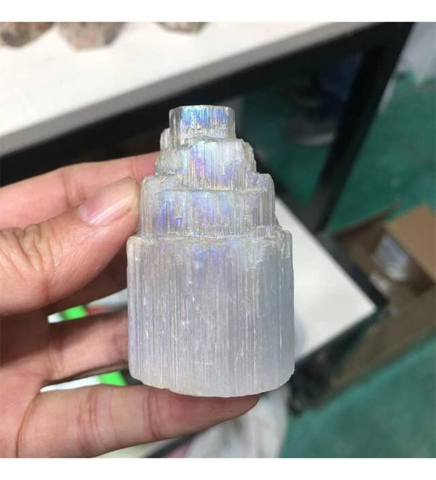 Natural Stones Quartz Crystal Aura Selenite Towers Gemstones Reiki Decoration - (Color: Selenite Size: 50-60mm) - Buy Online on GoSupps.com