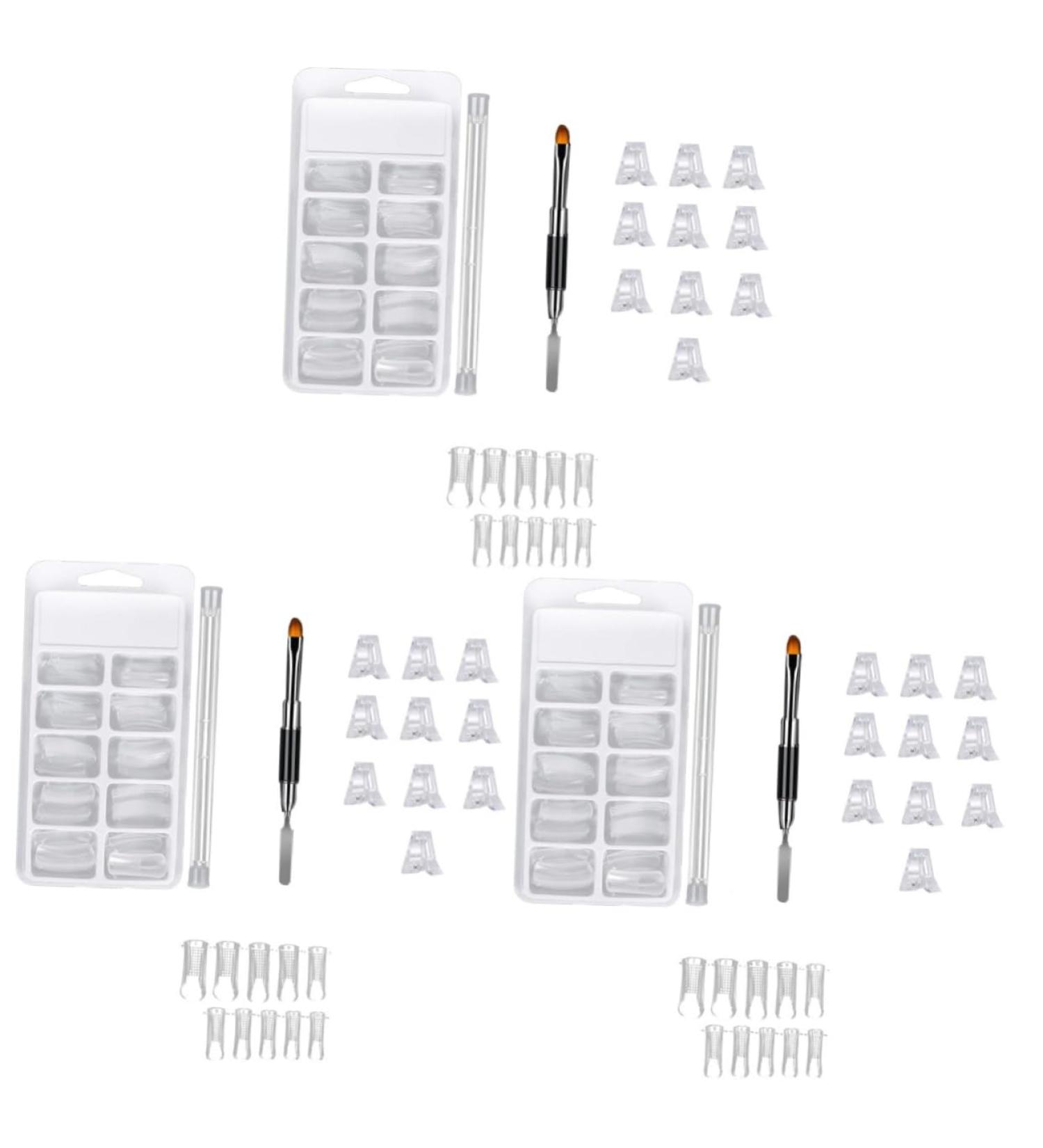 MAGICLULU 3 Sets Nail Set Stainless Salon De Pro Women Nail Extension Set Nail Art Clip Gel Kit for Nails Lengthening Nail Tips Clip Nail Clip Manicure Nail Piece Tool Abs White - Buy Online on GoSupps.com