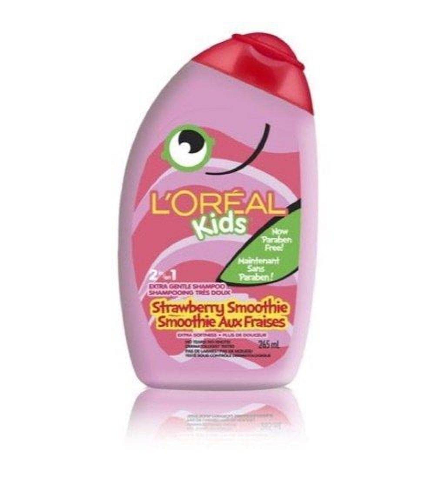 L'Oreal Paris Kids Shampoo and Conditioner Strawberry Smoothie 2 in 1 Paraben Free Extra Gentle Dermatologist Tested Tear-Free 265 ml Strawberry Strawberry Smoothie 2 in 1 - Buy Online on GoSupps.com