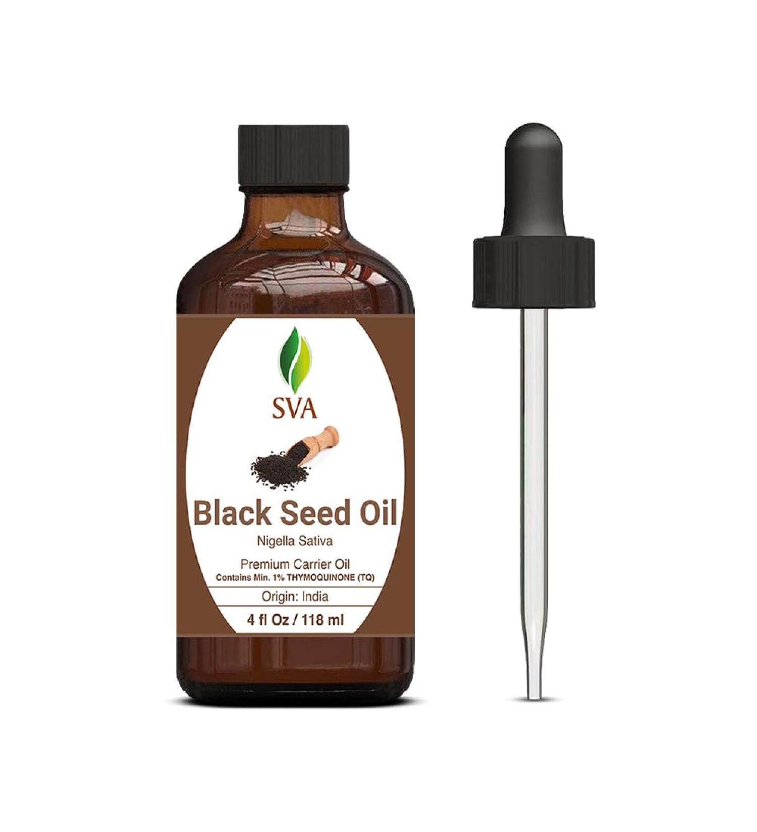 Buy SVA Black Seed Oil 4 Fl Oz - 100% Natural Cold Pressed Carrier Oil for Skin Hair & Body Care - Ideal for Massage & Facial Use - Buy Online on GoSupps.com