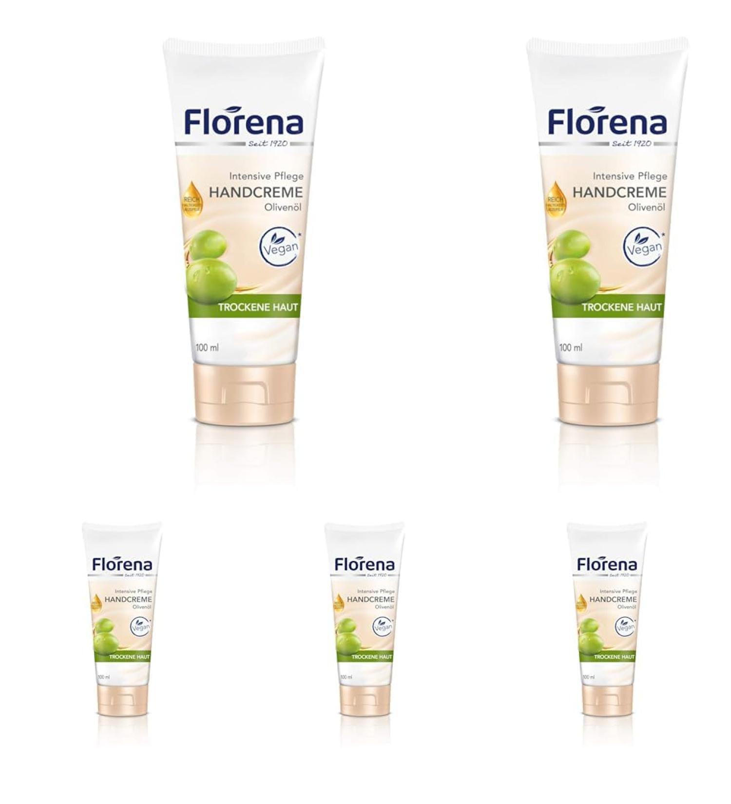 Florena Organic Olive Oil Hand Cream - 5 Pack (100ml Each) | Natural Hydration for All Skin Types - Buy Online on GoSupps.com