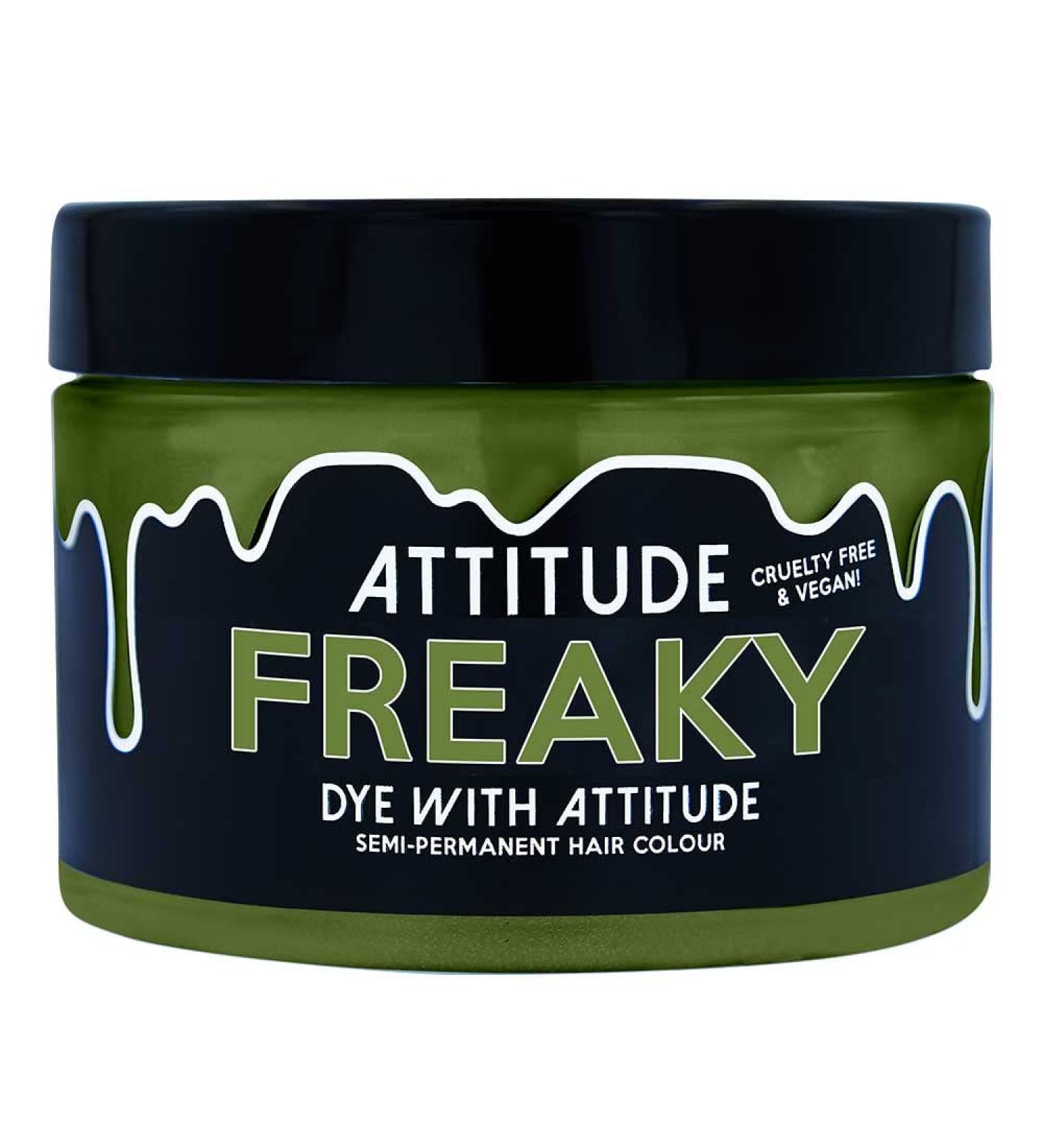 Attitude Semi-Permanent Hair Dye Cream - Vegan Freaky Olive 135ml | Perfect for Cosplay Carnival & Motto Parties | Olive Green Hair Color - Buy Online on GoSupps.com