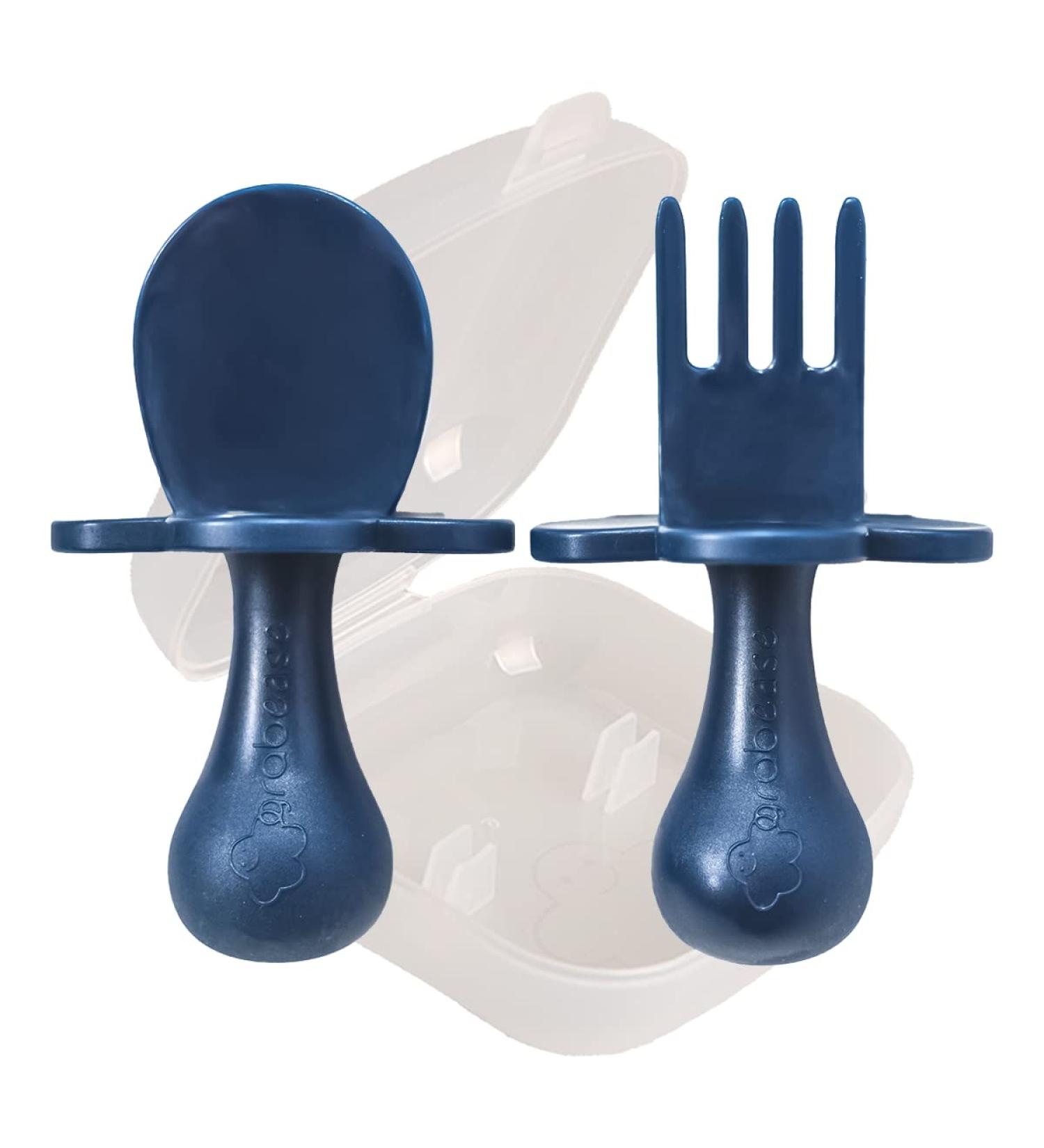 Grabease Baby Spoons Set - BPA-Free Self-Feeding Utensils for Baby Led Weaning - Navy - Buy Online on GoSupps.com