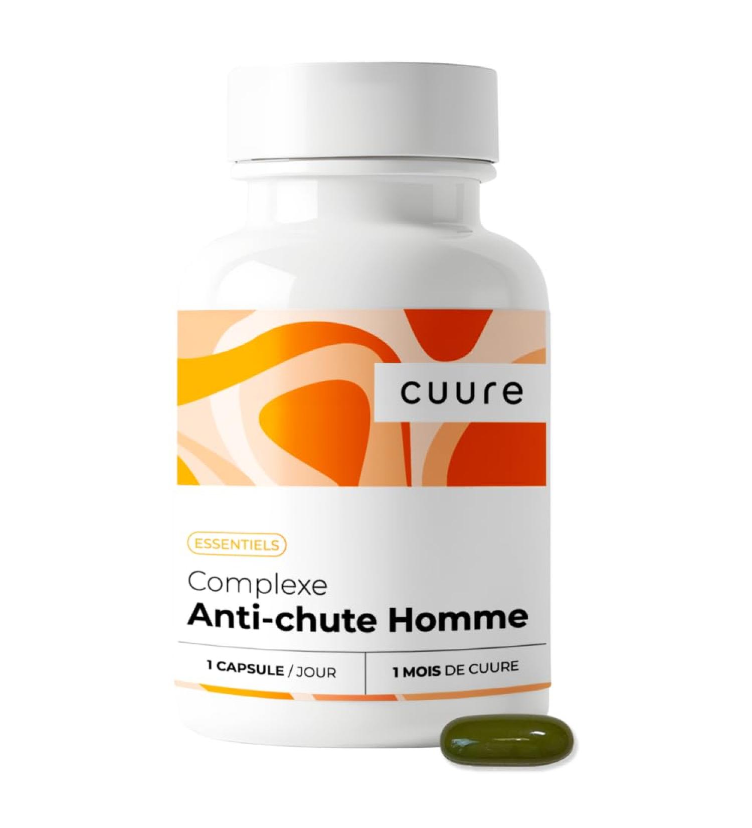 Cuure Anti-Hair Loss Complex for Men - 9 Active Ingredients - Biotin Zinc Saw Palmetto Vitamin B6 & B8 - Dense and Resistant Hair Growth - 30 Days - Made in France - Buy Online on GoSupps.com