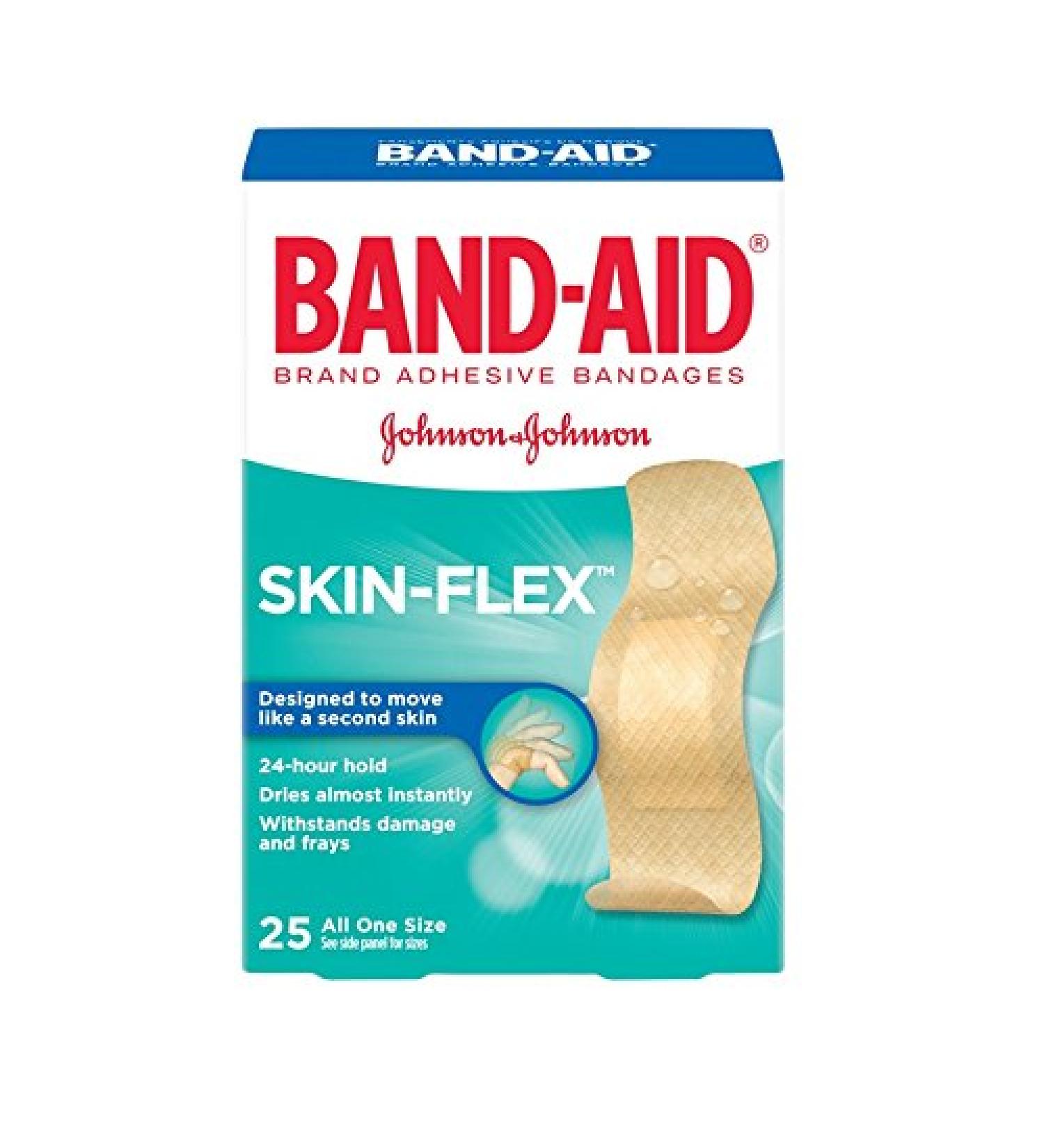 Band-Aid Brand Skin-Flex Adhesive Bandages  All One Size  25 Bandages Per Box (4 Boxes)