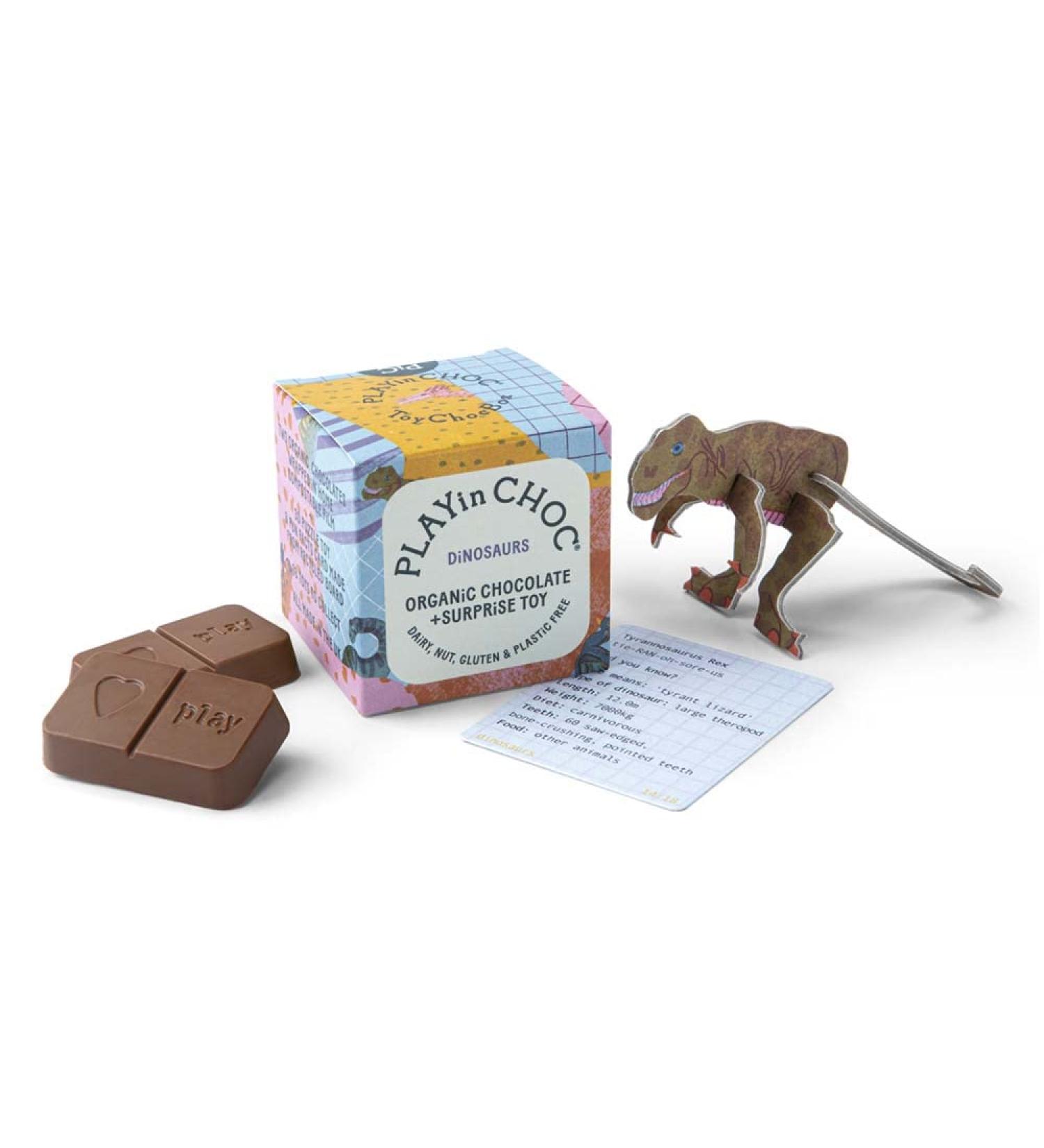 PLAYin CHOC Playin Choc Pack of 2 Dinosaur Chocolate Surprise Dice 20g