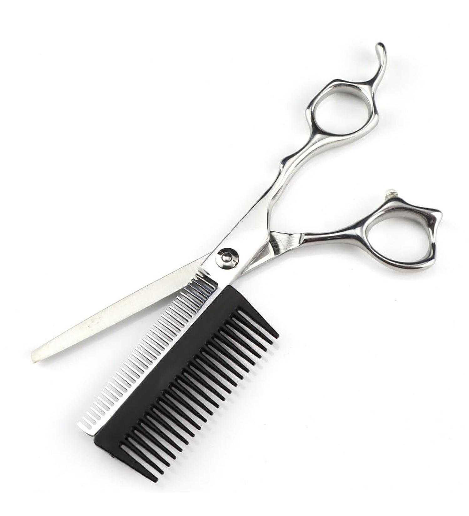 Professional 6-Inch Hair Cutting Scissors for Barbers - Silver Thinning Steel Hairdresser Scissors with Removable Comb - International Shipping Available - Buy Online on GoSupps.com