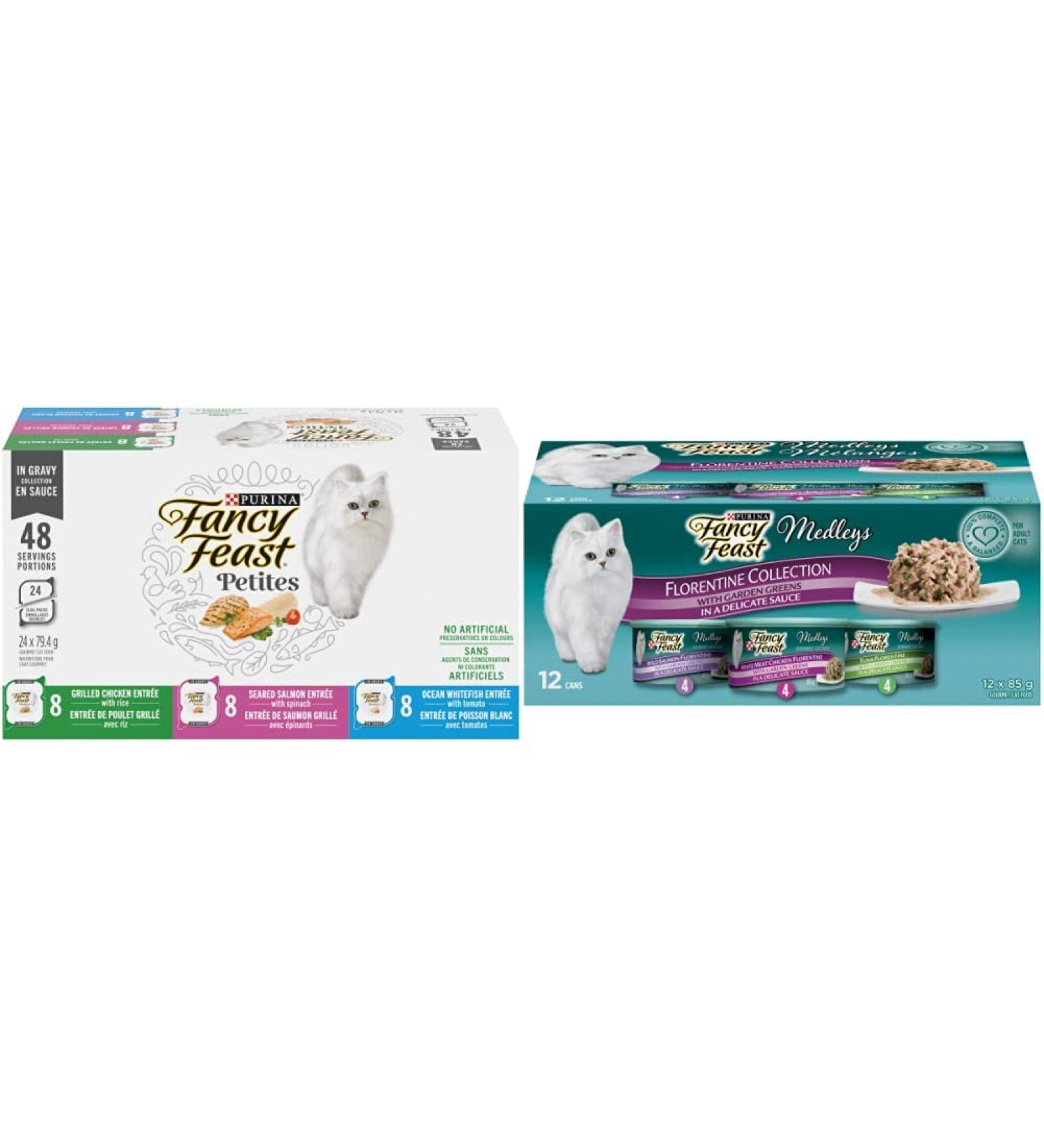Fancy Feast Wet Cat Food Petites in Gravy Collection Variety Pack + Elegant Medleys Florentine Variety Pack Wet Cat Food + Wet Cat Florentine Food - Buy Online on GoSupps.com