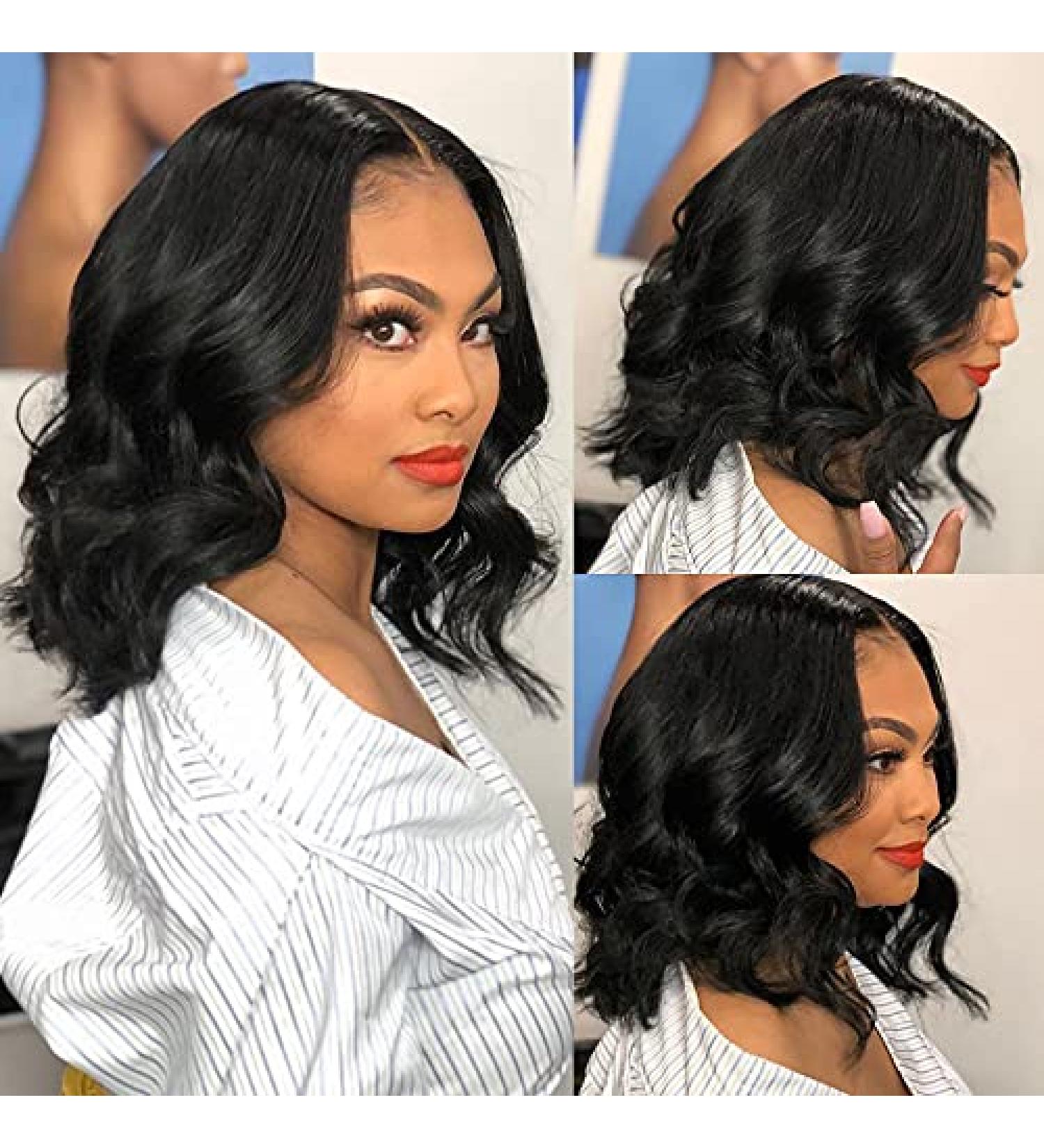 MDL 180 High Density 12 Inch Body Wave Lace Front Human Hair Wig Pre Plucked Bleached Knots Glueless Brazilian Virgin Hair 4x4 Closure Wigs